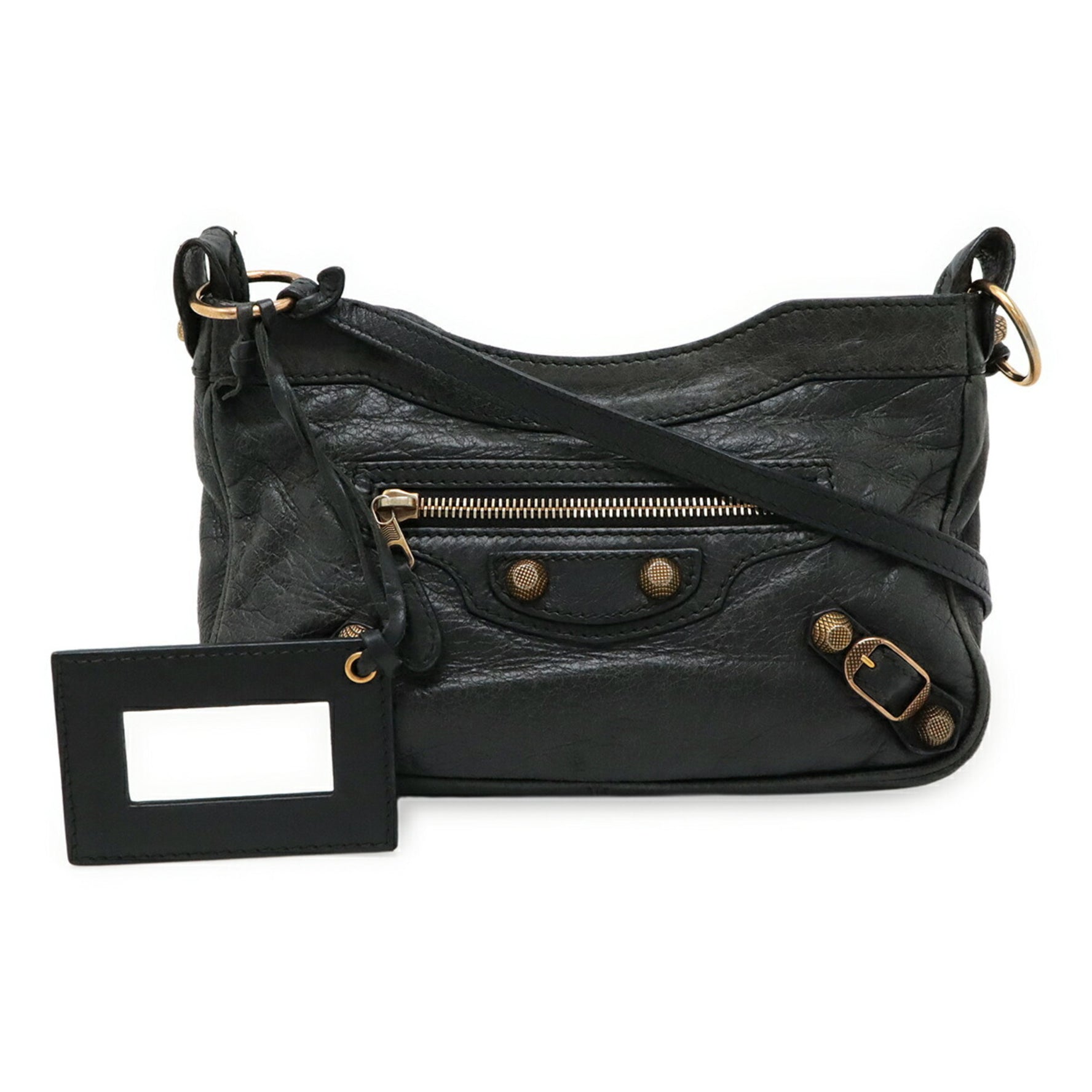 BALENCIAGA Giant Hip Shoulder Bag/Pochette Leather Black/Grey
