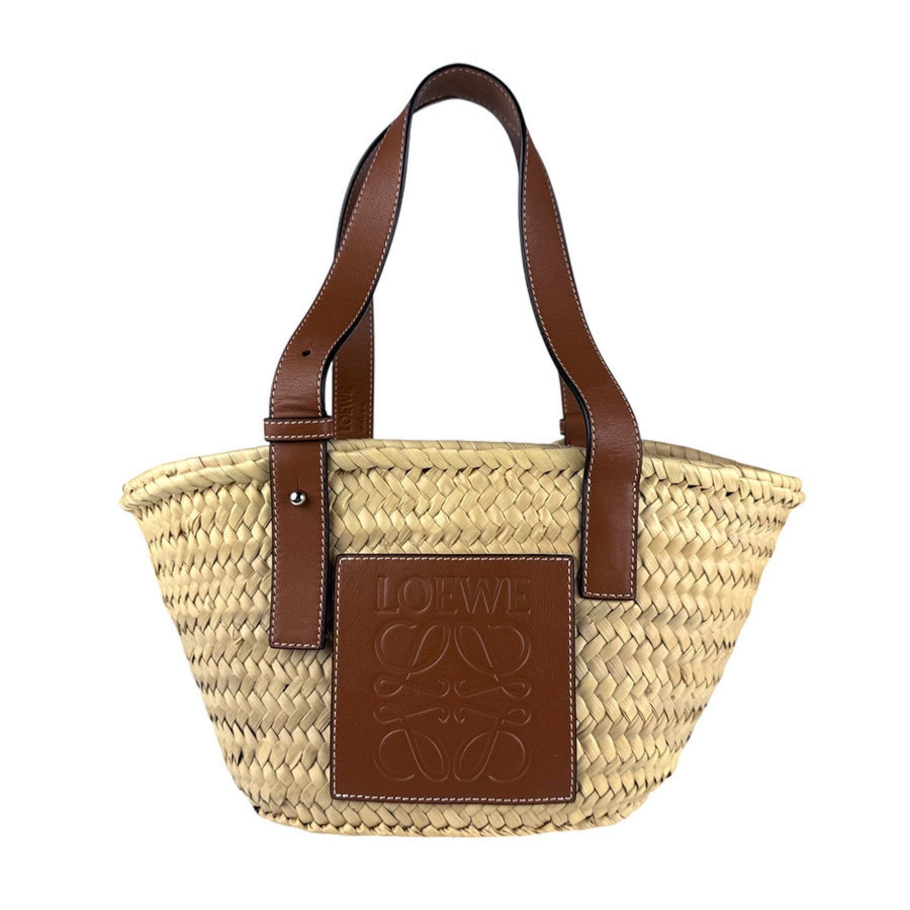 LOEWE Small Basket Bag in Straw Leather and Natural