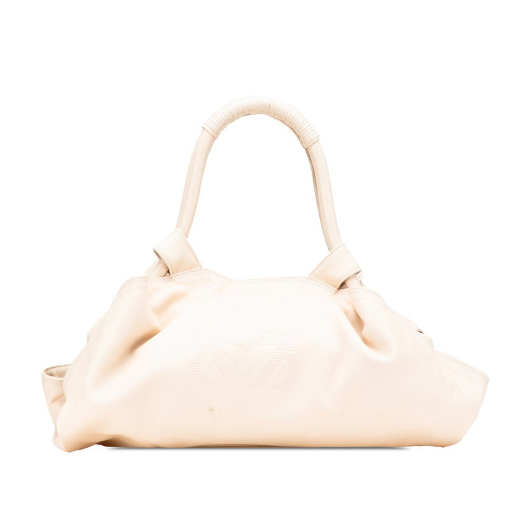 LOEWE Anagram Logo Nappa Aire Handbag in Ivory and Beige Leather