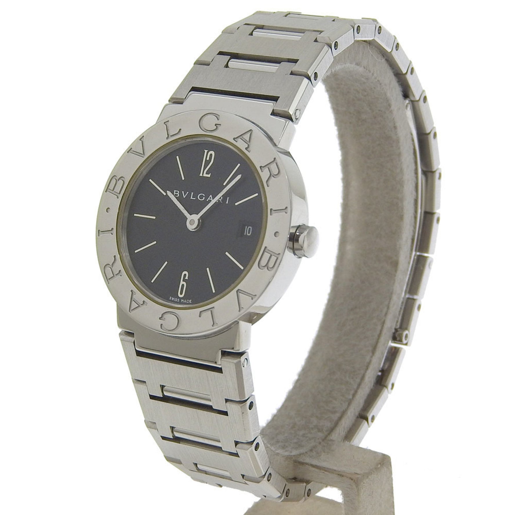 BVLGARI Watch Stainless Steel Quartz Analog Display Black Dial