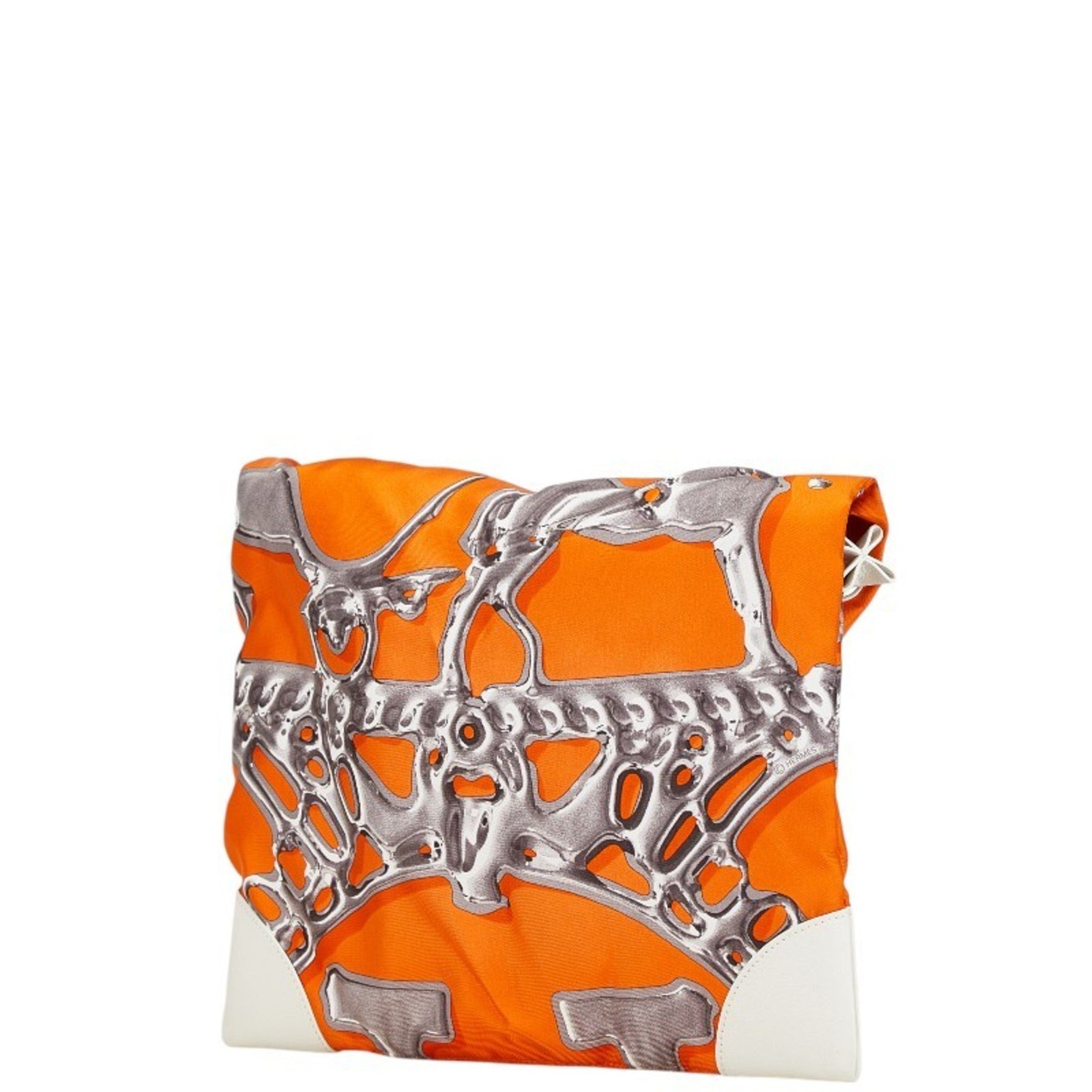 Hermes Silky City PM Shoulder Bag Orange Silk Leather Women's HERMES