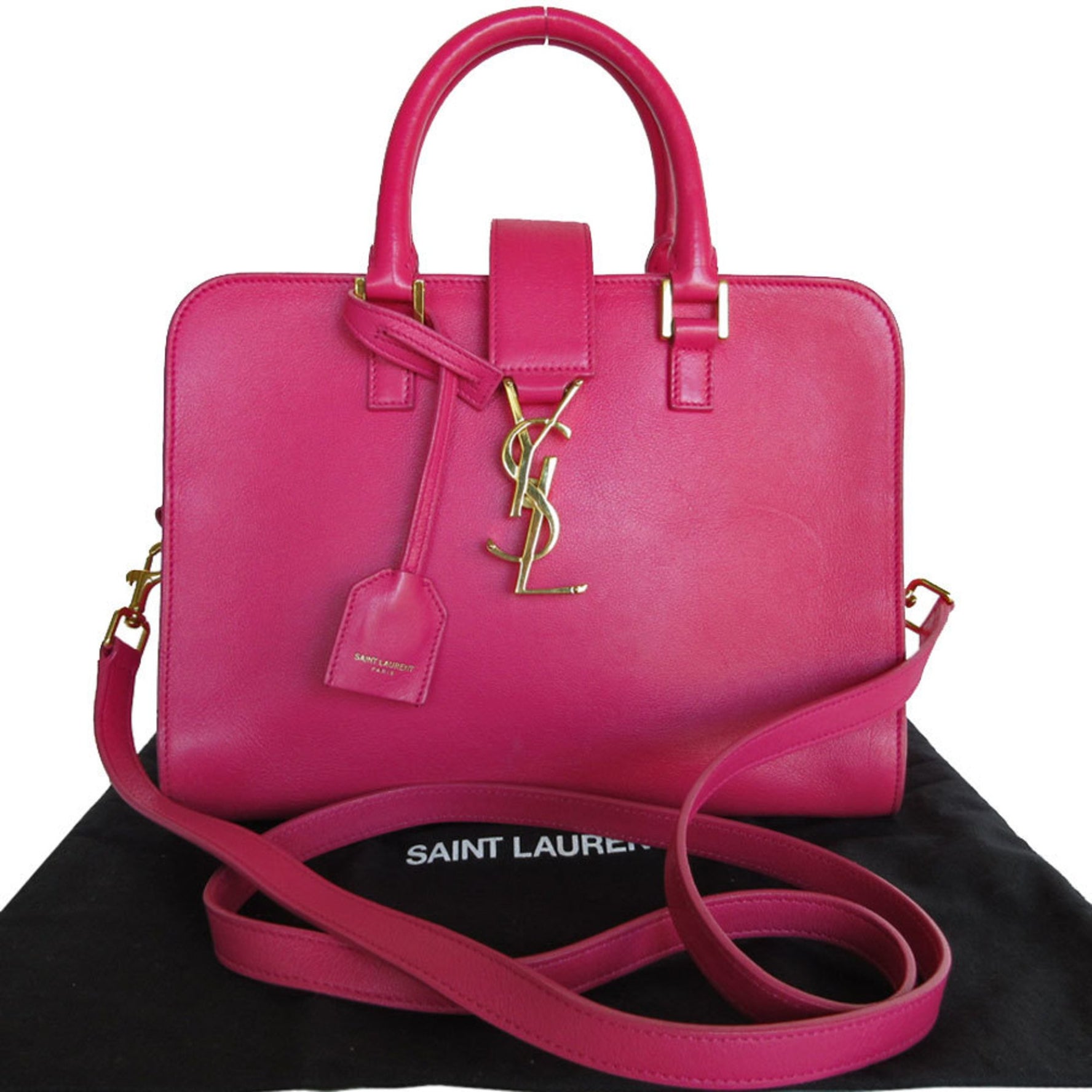 Saint Laurent SAINT LAURENT Handbag Shoulder Bag Baby Cabas Leather Pink Women's s0307