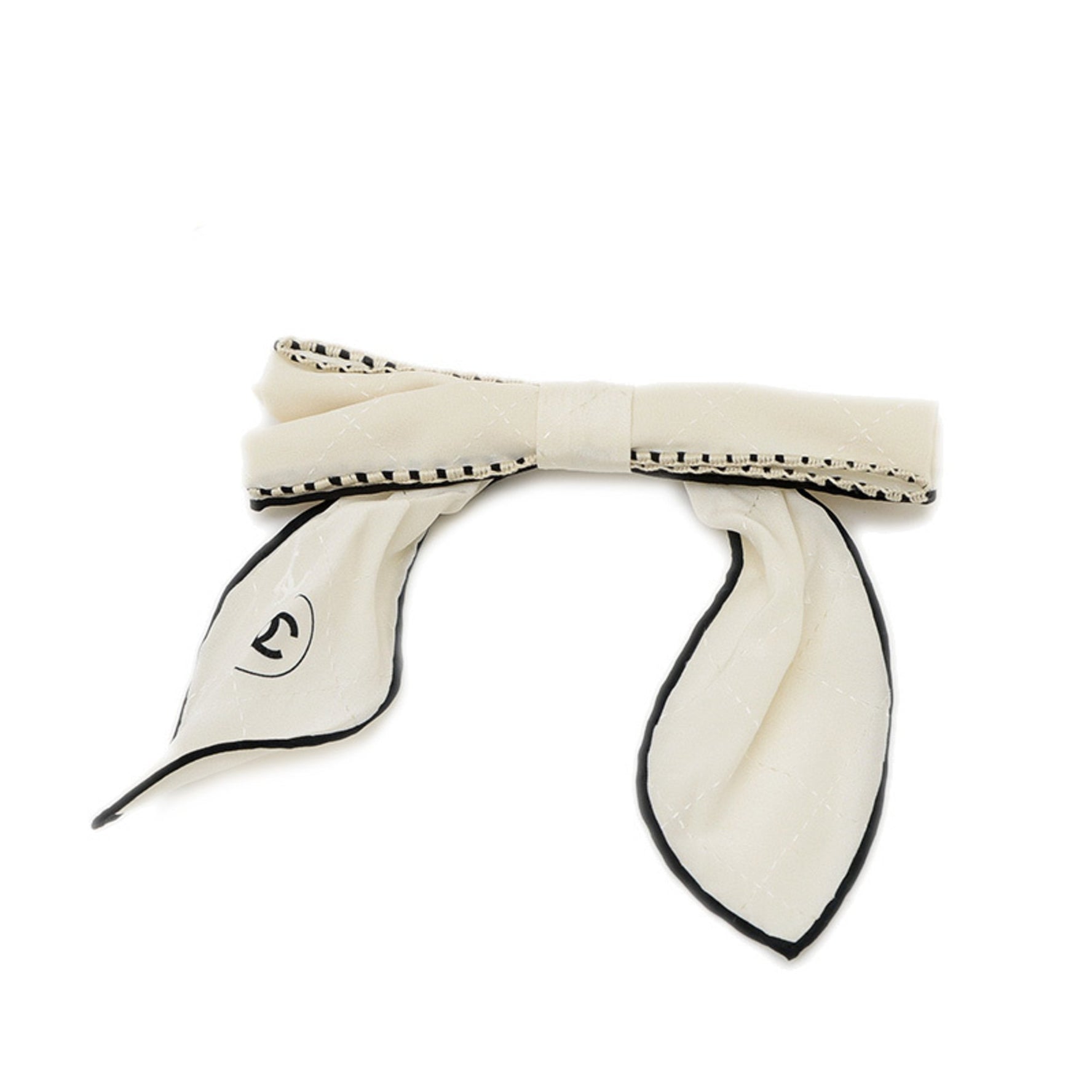 Chanel Barrette Ribbon Coco Mark White Hair Accessory BP