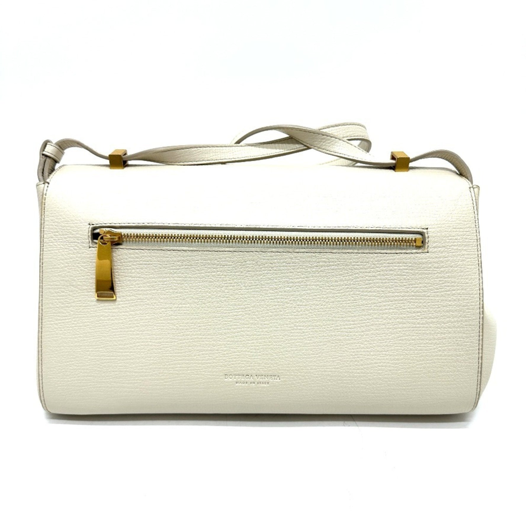 BOTTEGA VENETA Palmellato Angle Shoulder Bag Leather Ivory White