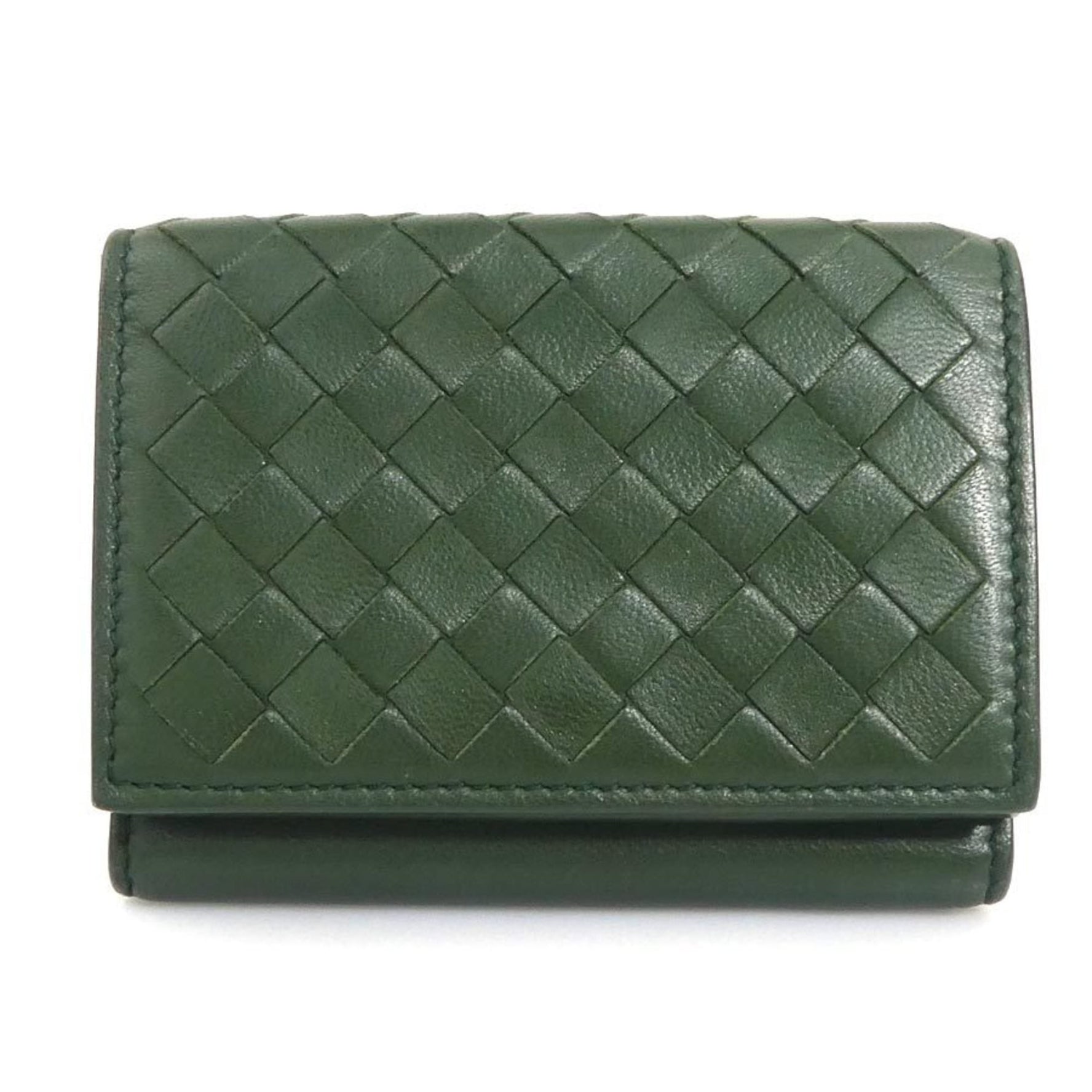 Bottega Veneta Intrecciato Leather Tri-fold Wallet in Green for Men and Women, h31461g