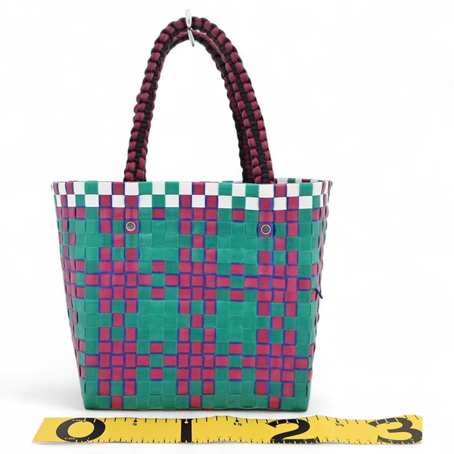 Marni Picnic Basket Bag in Green, Bordeaux, and White