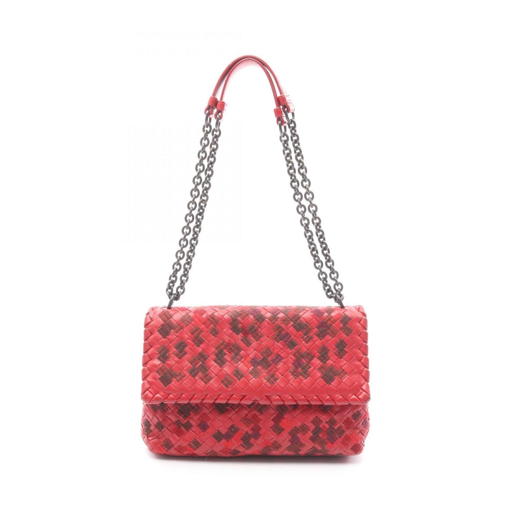 Bottega Veneta Intrecciato Leather Shoulder Bag, Red
