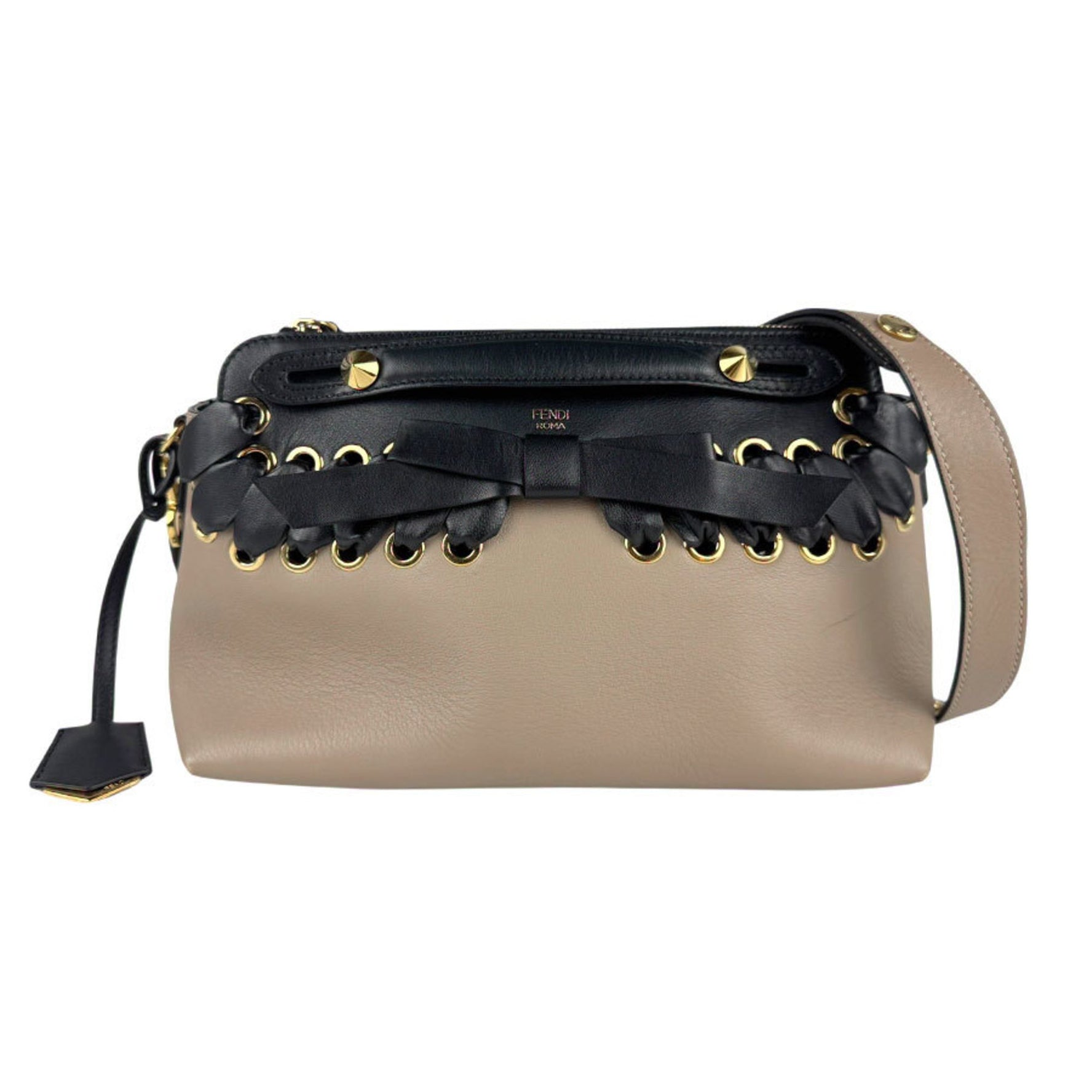 Fendi By the Way Medium Shoulder Bag/Handbag in Beige and Black Leather, Women's, 8BL124 14 z6687
