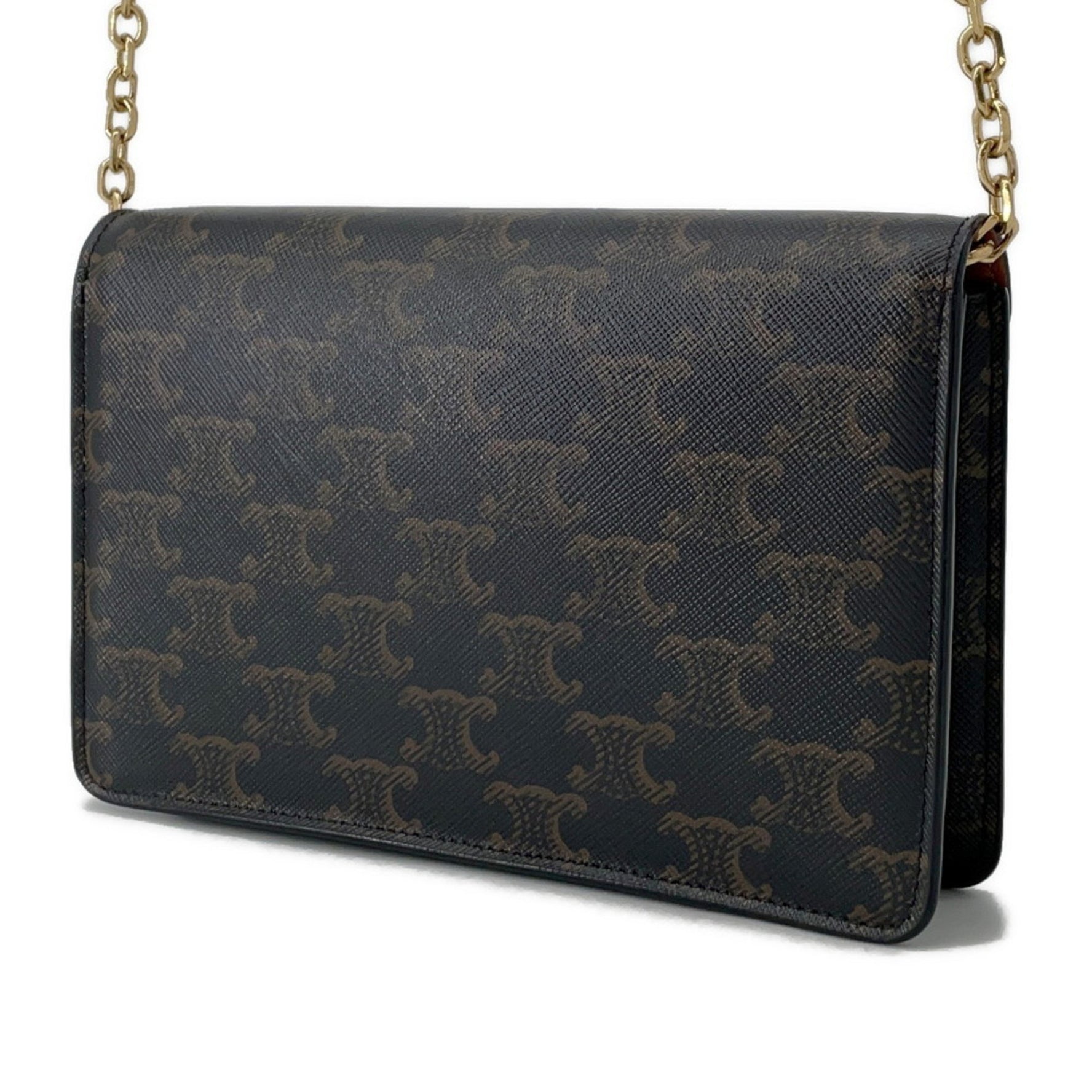 Celine Triomphe Maillon Chain Wallet Brown