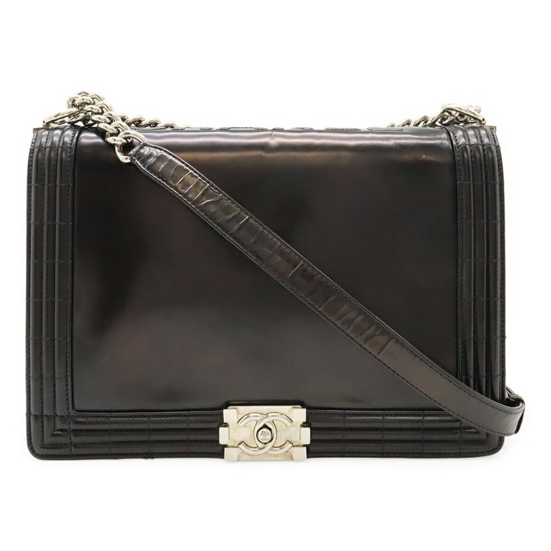 CHANEL Boy Coco Mark Shoulder Bag Chain Leather
