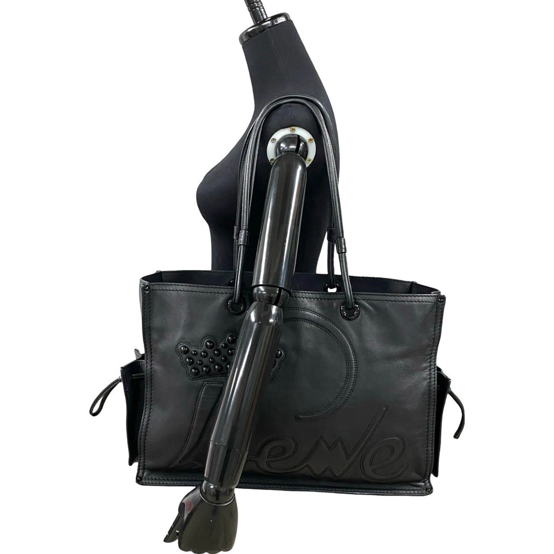 LOEWE Shopper Tote, Logo Leather, Genuine Leather Tote Bag, Handbag, Semi-Shoulder Size
