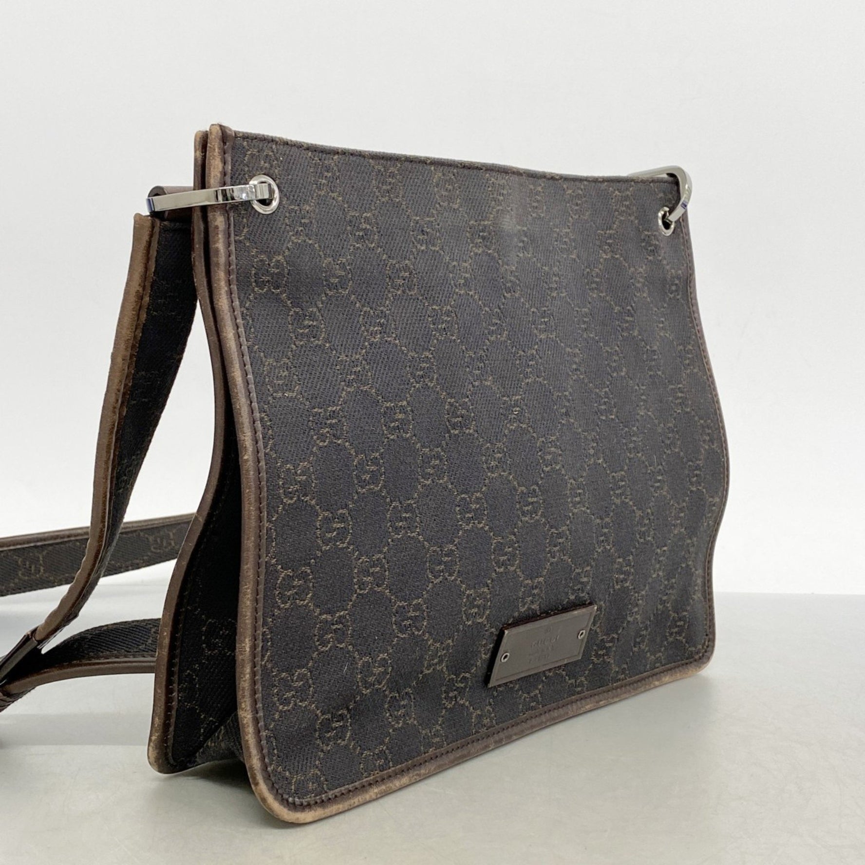 Gucci Shoulder Bag Denim Black Brown