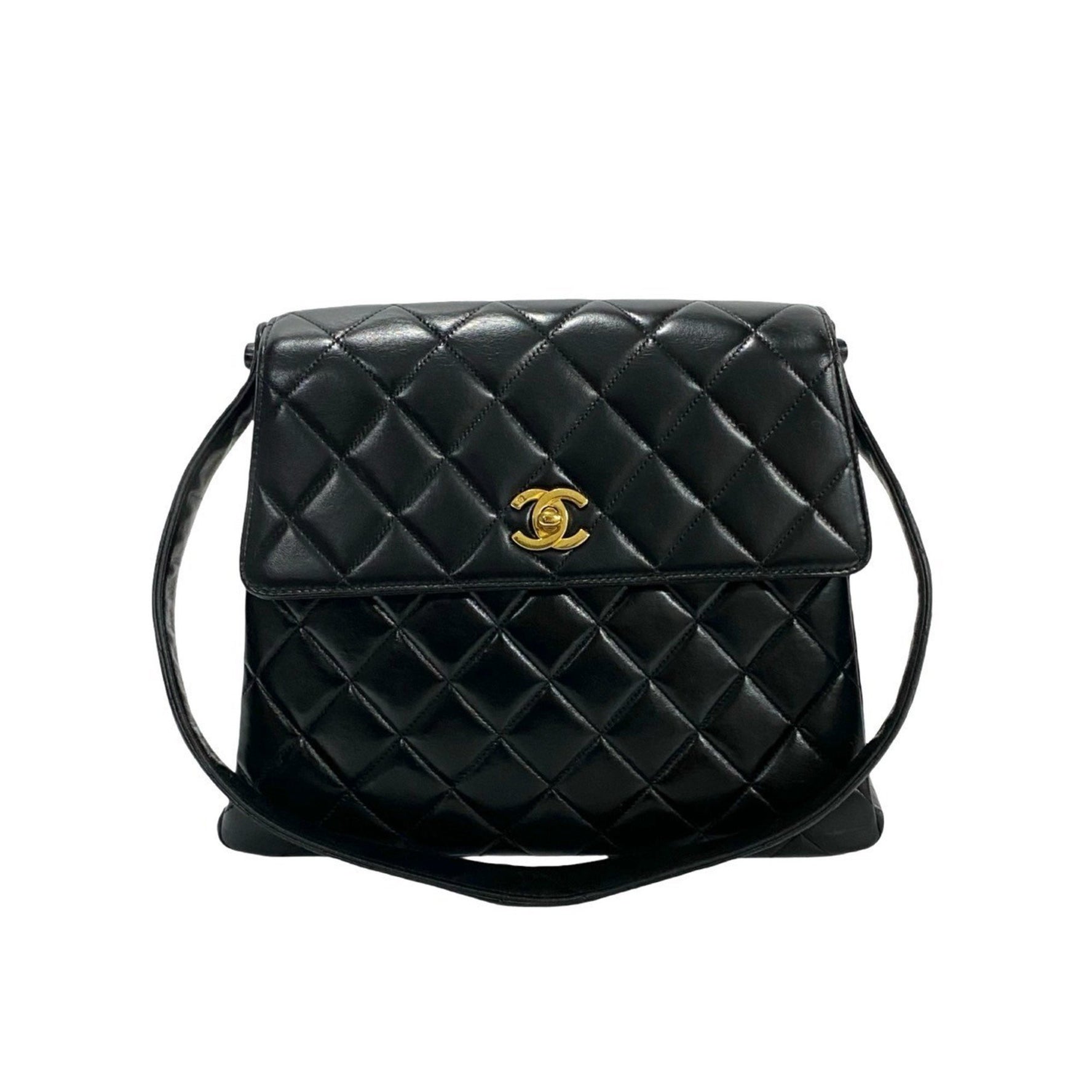 CHANEL Matelasse Coco Lambskin Leather Turnlock Semi-One Shoulder Bag in