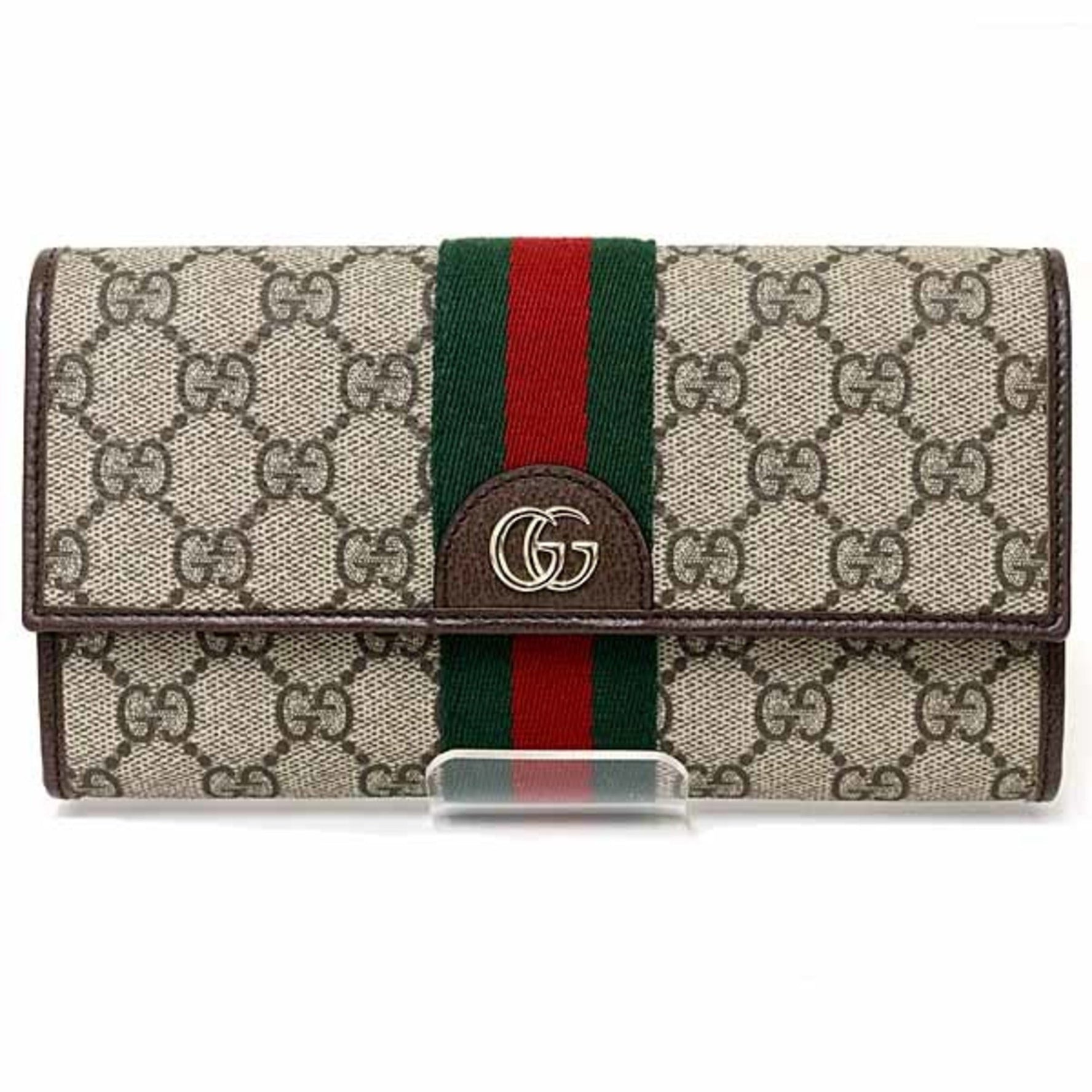 Gucci Ophidia Continental Wallet with Double G in Beige and Dark Brown, Soft GG Supreme, Unused