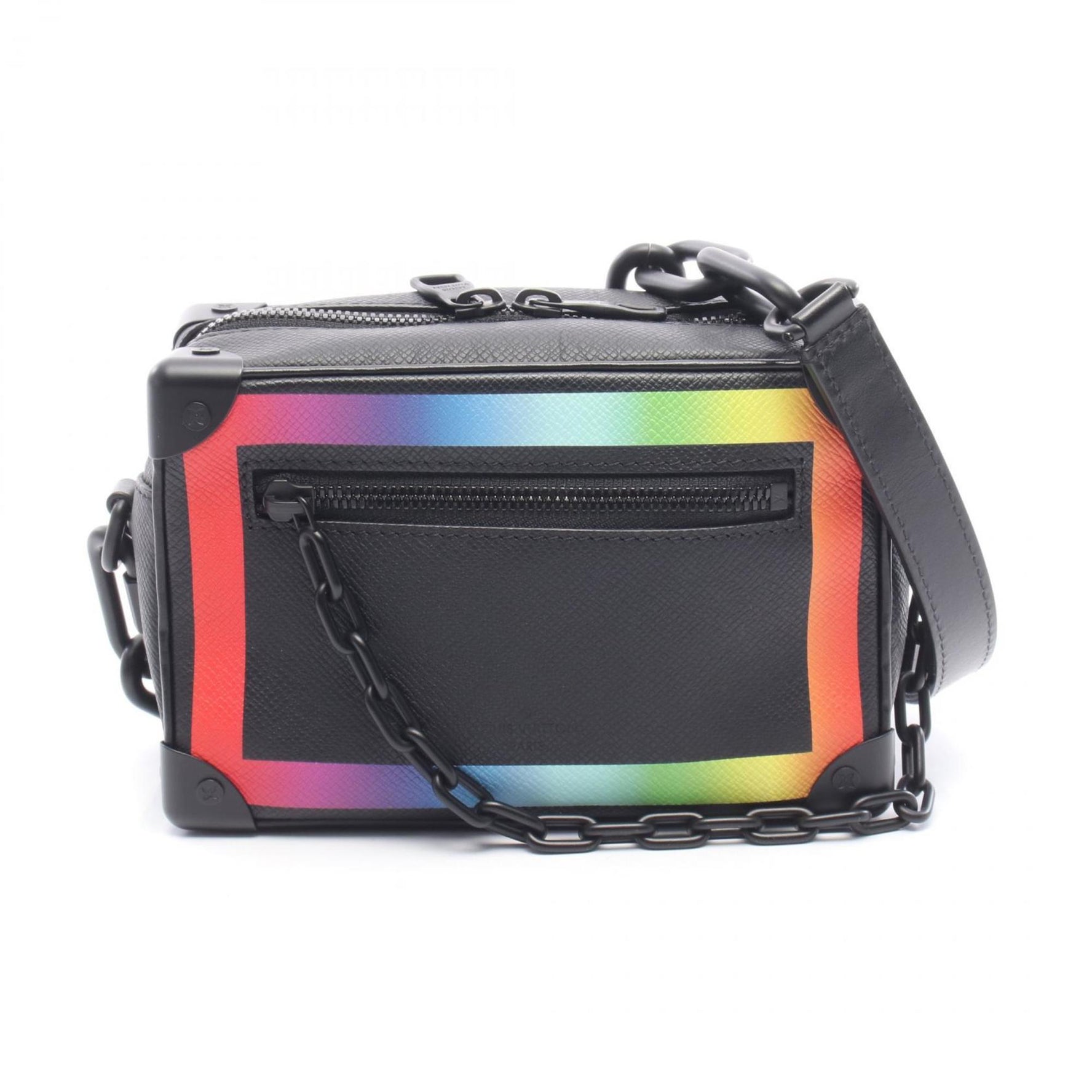 Louis Vuitton Mini Soft Trunk Shoulder Bag, Leather Taiga, Black, Multicolor