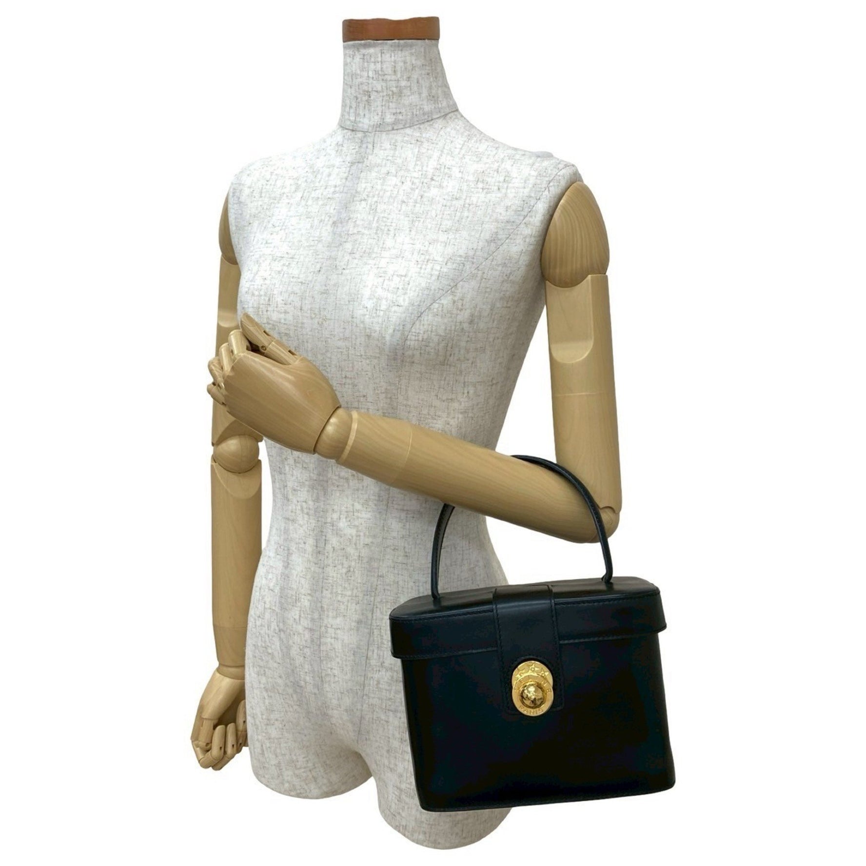 CELINE Star Ball Logo Hardware Calfskin Leather Handbag Vanity Bag