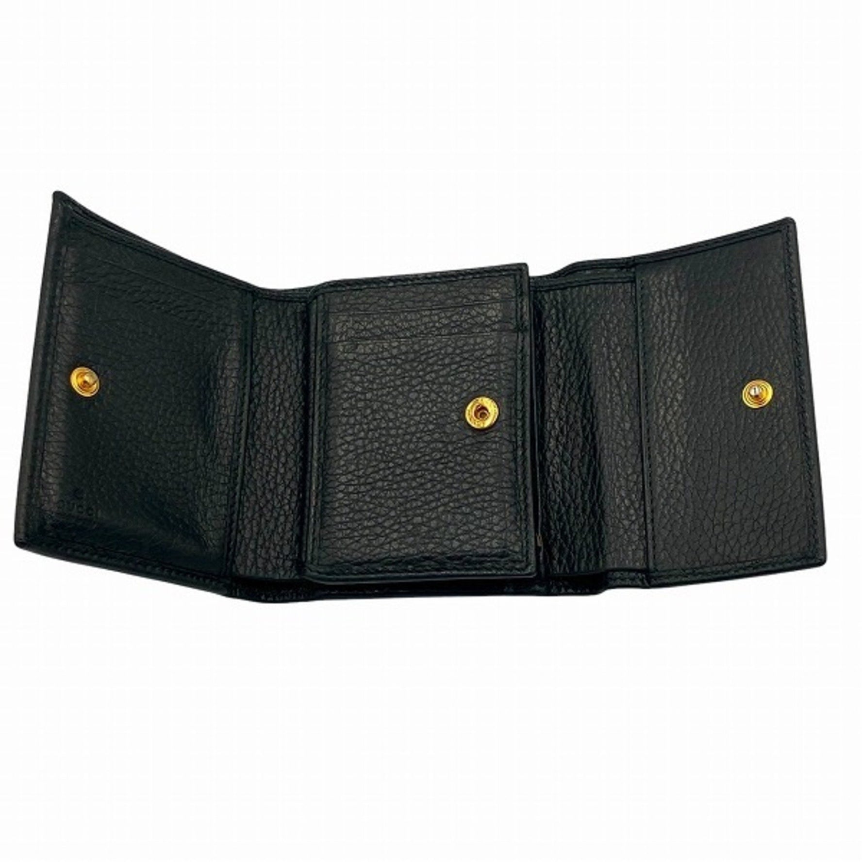 GUCCI GG Marmont Black Wallet Tri-fold Men's Women's