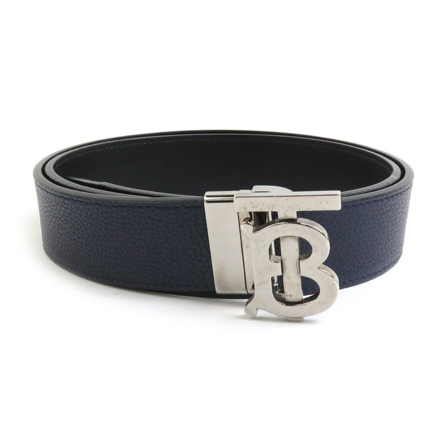 Burberry Belt, Reversible Leather, Navy x Black, Men's, H31068K