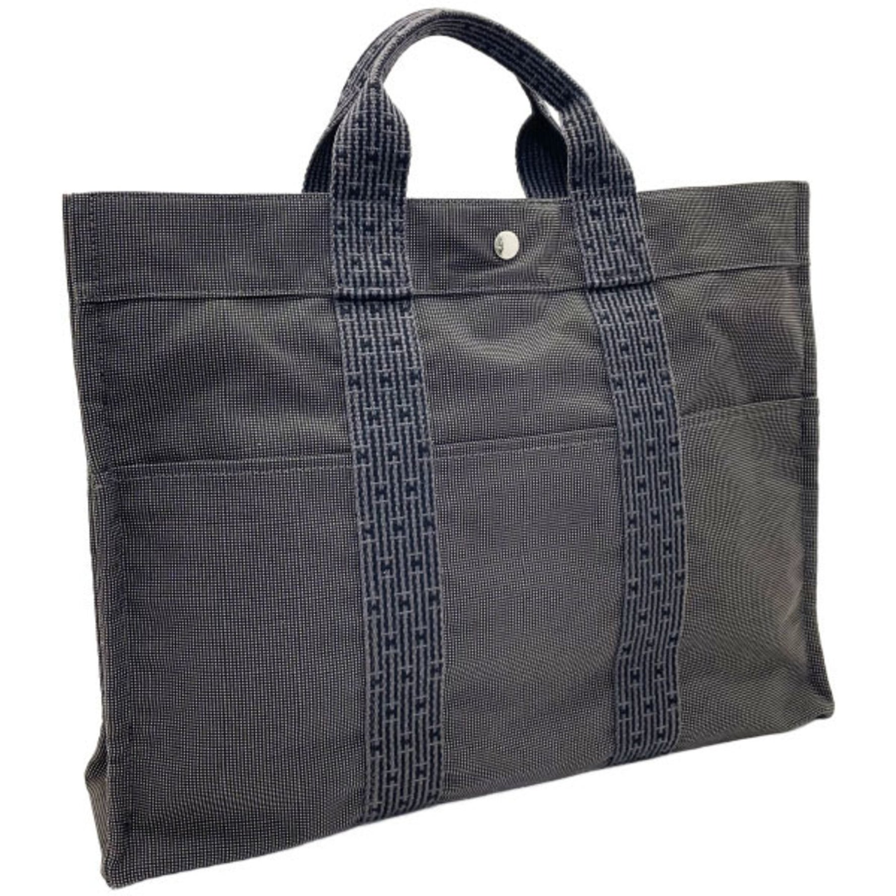 Hermes Tote Bag Air Line MM Nylon Canvas Grey HERMES Men's Women's Unisex AY-15205