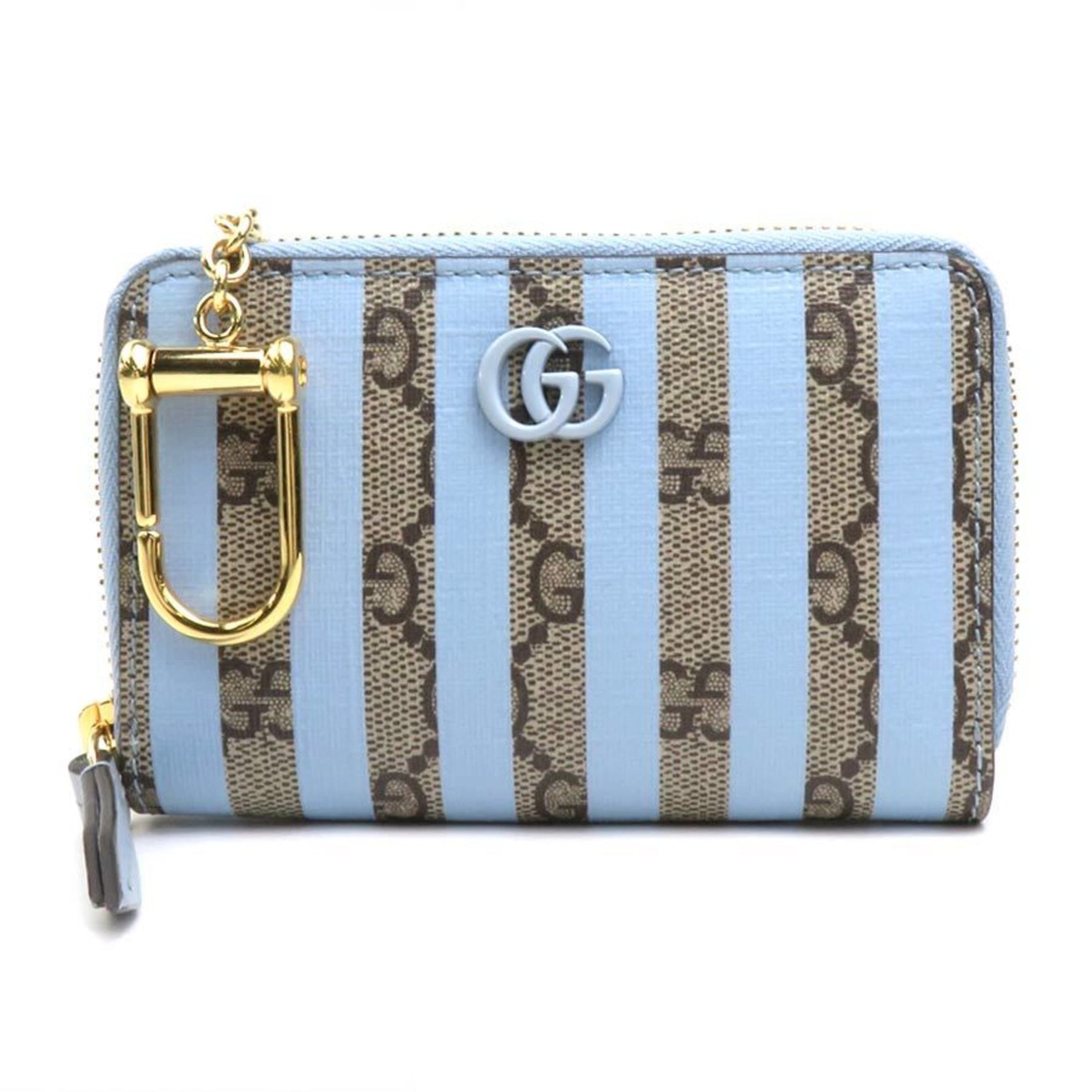 GUCCI Wallet/Coin Case Wallet GG Supreme Canvas Blue x Brown Men's Women's 55796g