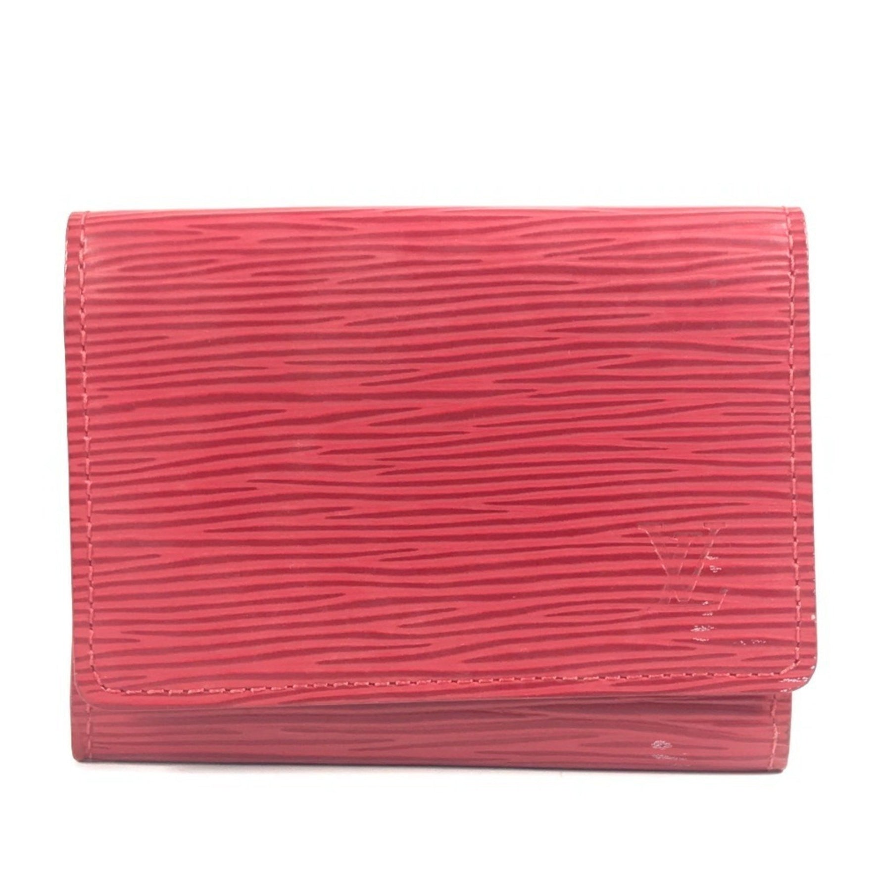 LOUIS VUITTON Epi Envelope Carte de Visite Bifold Business Card Case, Pass Leather, Castilian Red, Men's and