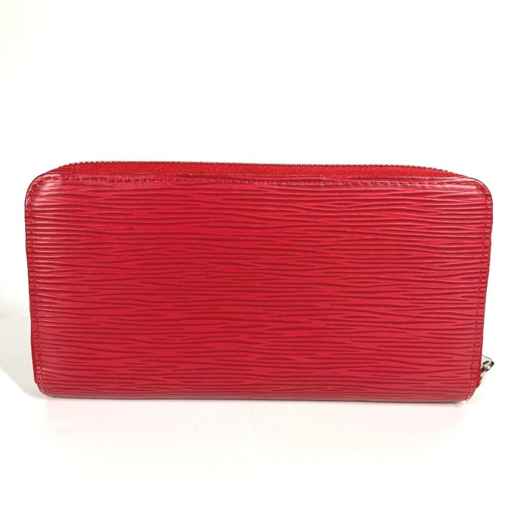 LOUIS VUITTON Epi Zippy Wallet, Round Zipper Long Wallet in Leather, Rouge Red