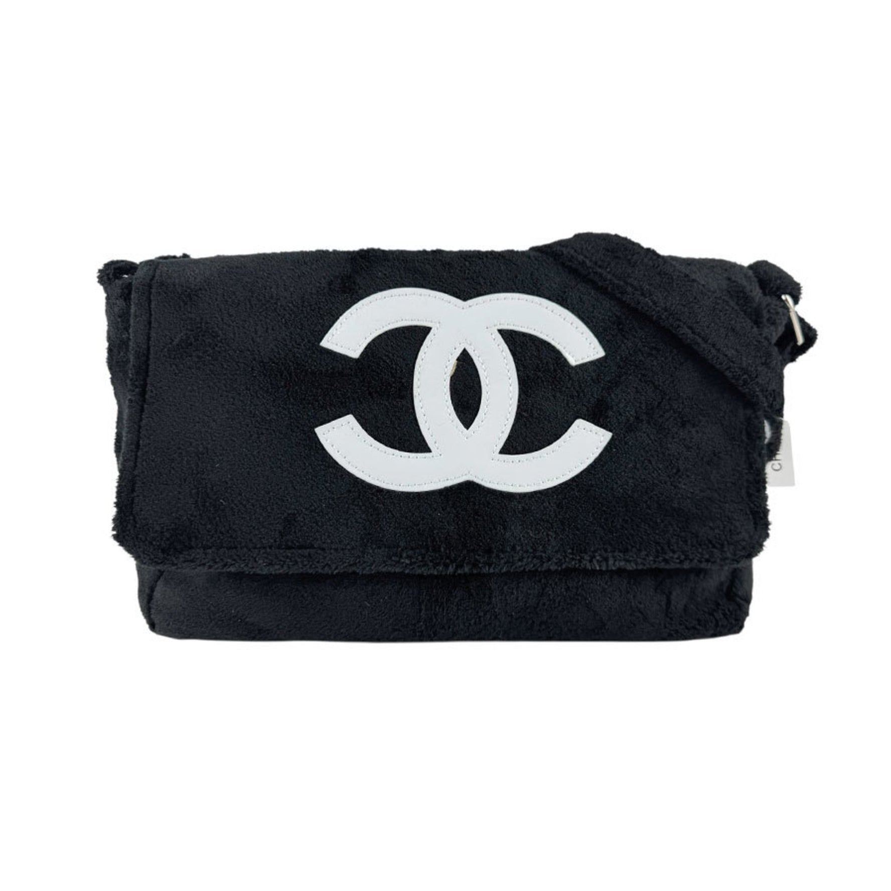 CHANEL Shoulder Bag with Coco Mark Pile, Black and White, Men's Women's, Z6530