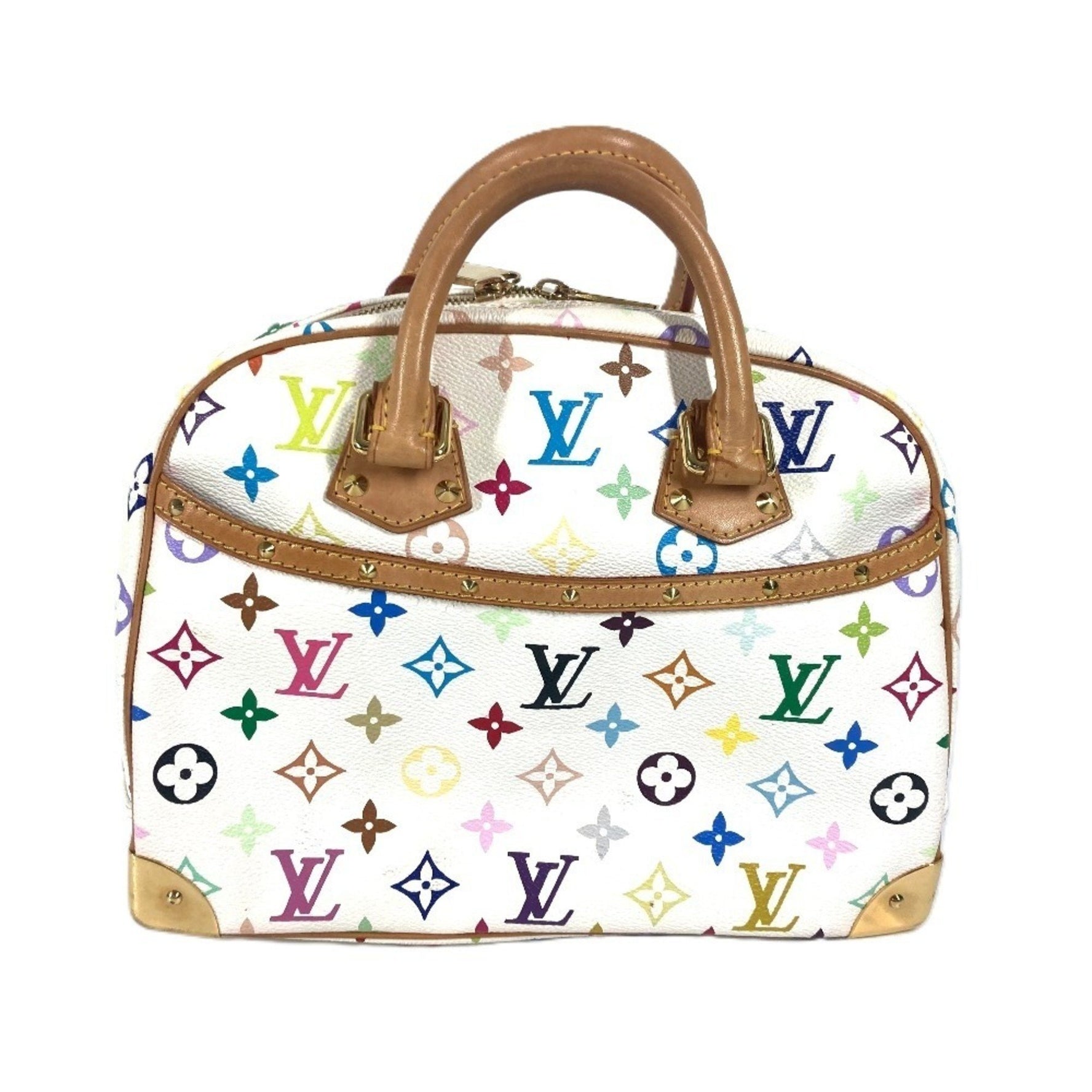 Louis Vuitton Monogram Multicolore Trouville Mini Boston Bag, Canvas, Blanc White