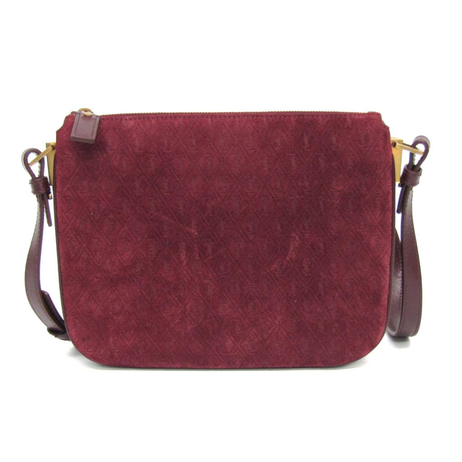 Saint Laurent Monogram Women's Leather,Suede Shoulder Bag Bordeaux