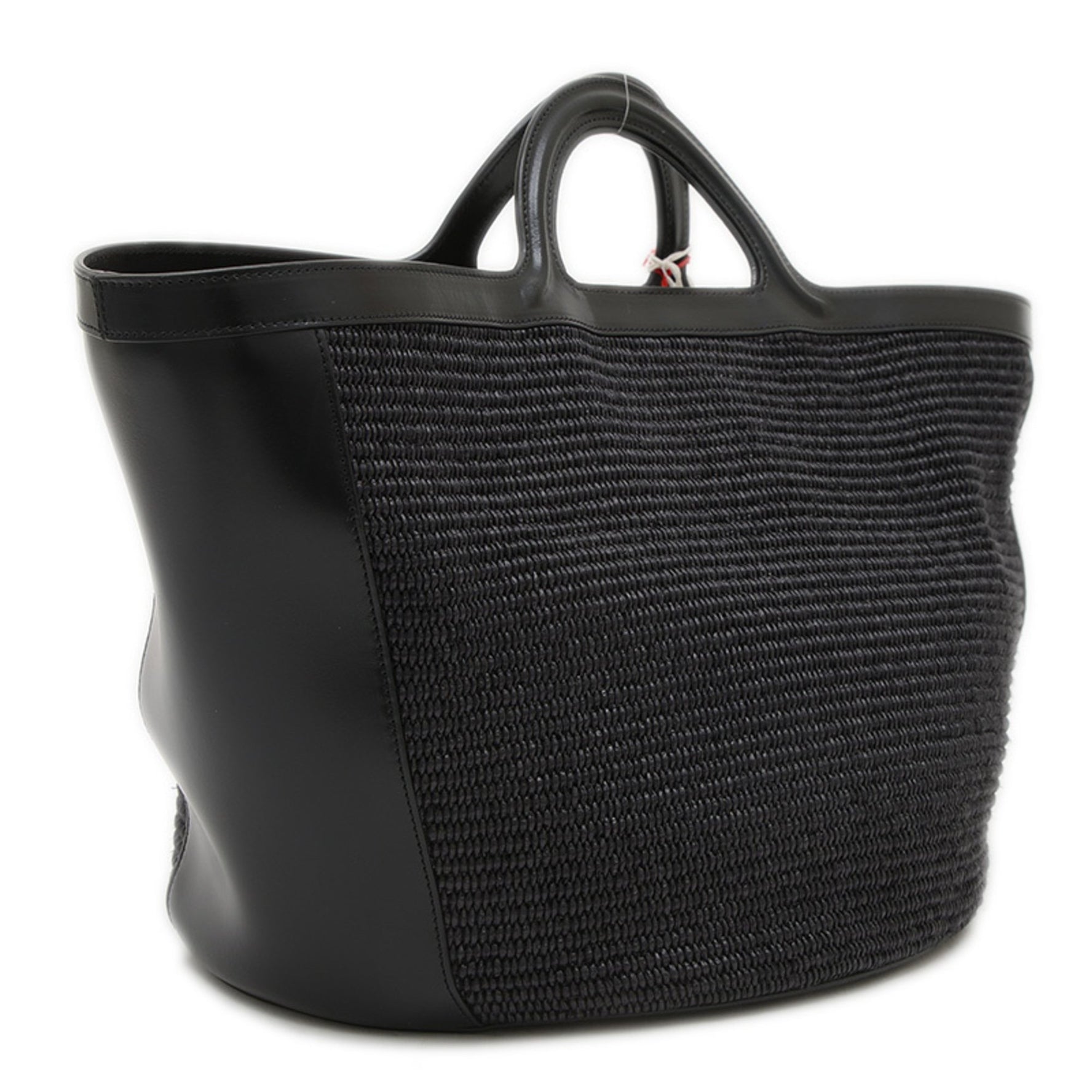 Marni Tropicalia Summer Large Tote Bag Raffia Leather Black BMMP0069Q0 BP