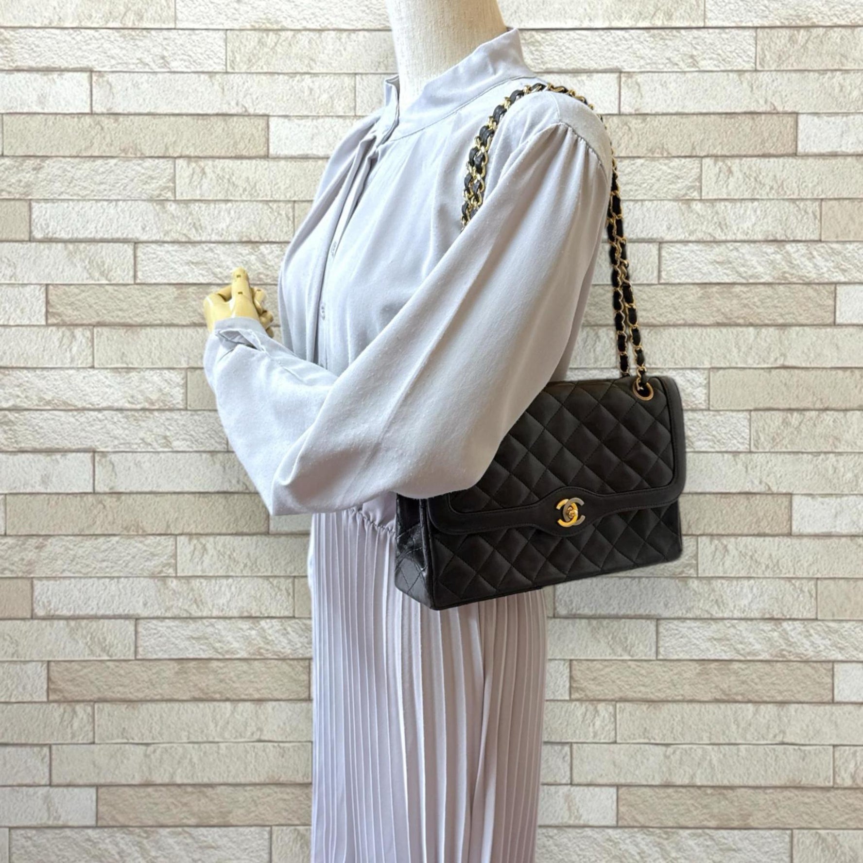 Chanel Paris Limited Edition Matelasse Shoulder Bag Lambskin Double Chain Flap