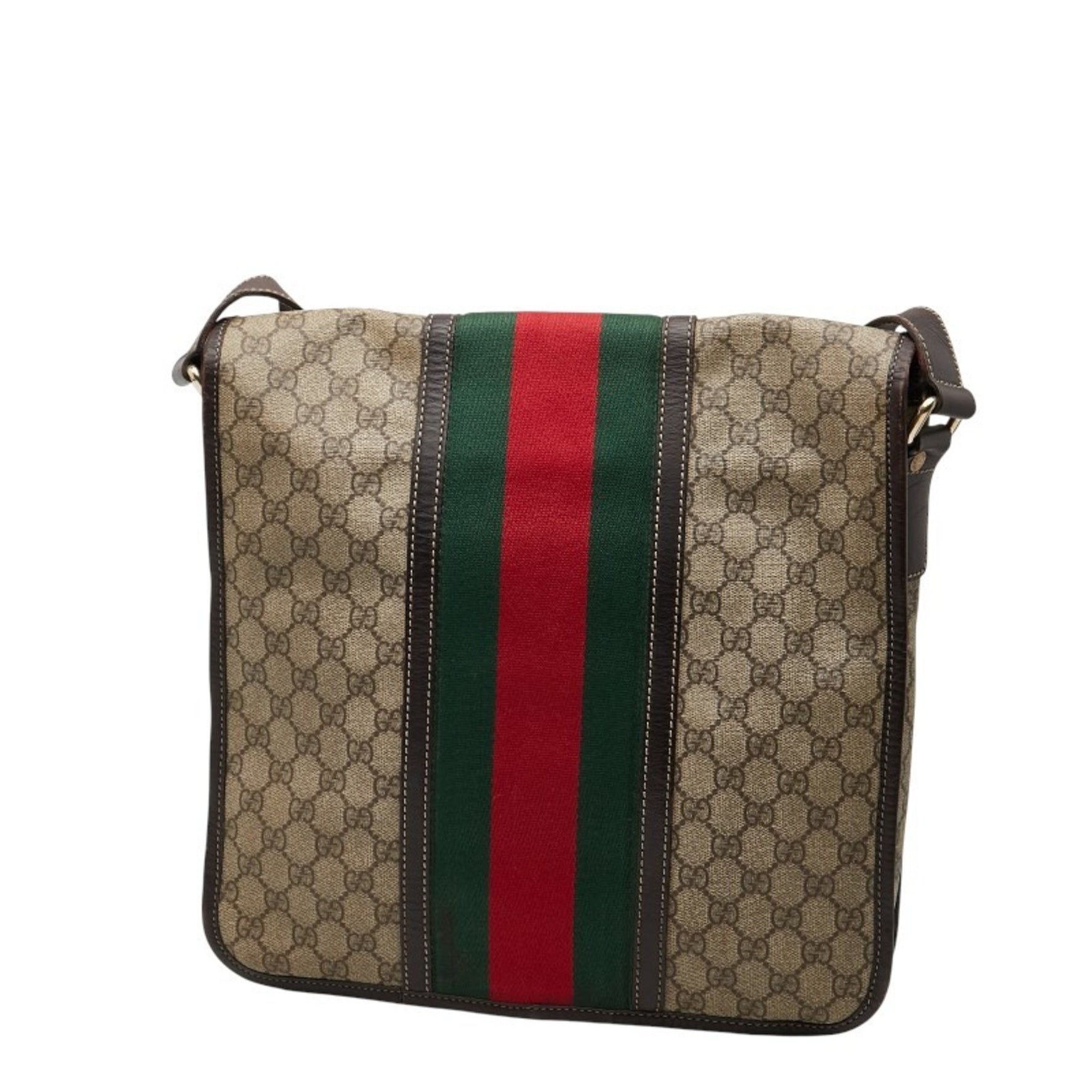 Gucci GG Supreme Sherry Line Crossbody Shoulder Bag Beige Multicolor Leather