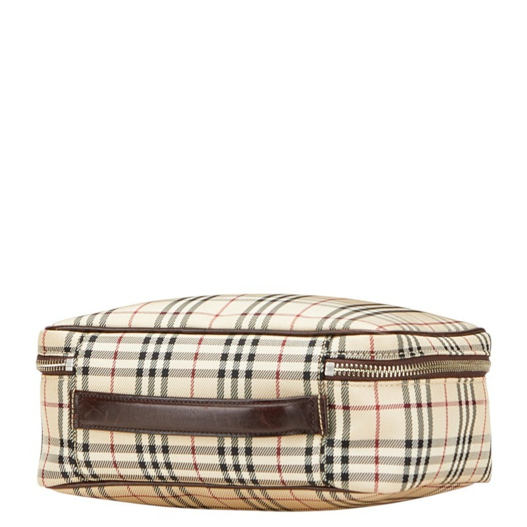 Burberry Nova Check Handbag/Cosmetic Pouch in Beige and Multicolor Canvas Leather.