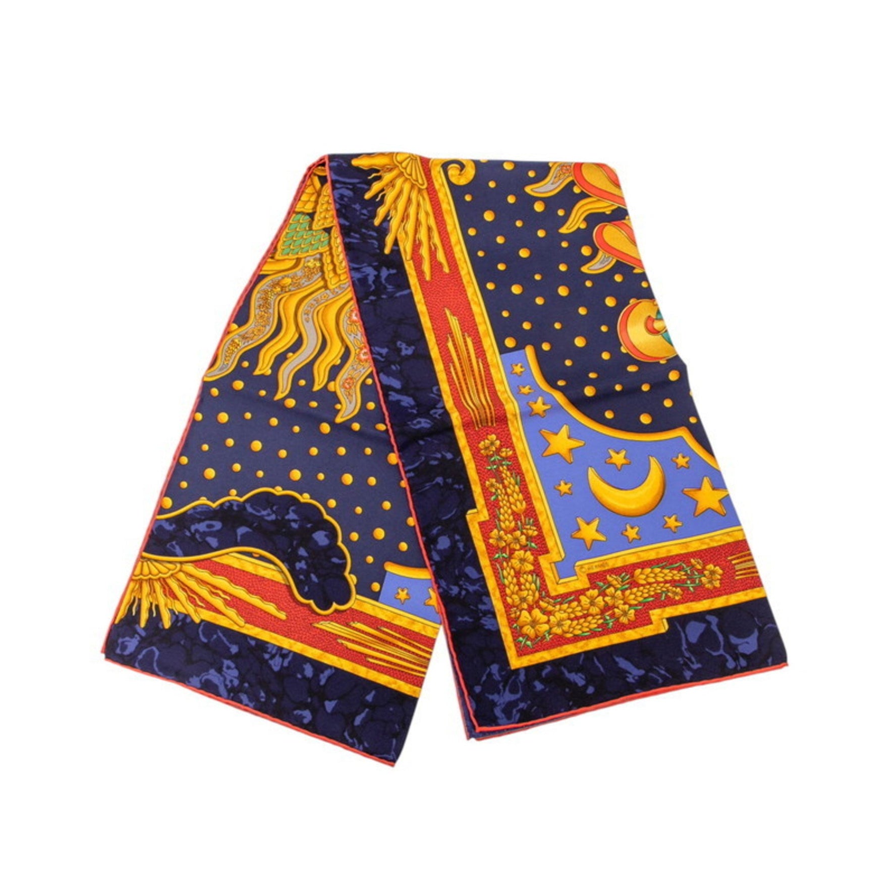 Hermes Hermès Carré 90 CARPE DIEM "Enjoy Today" Scarf, Navy, Gold, Multicolor, Silk