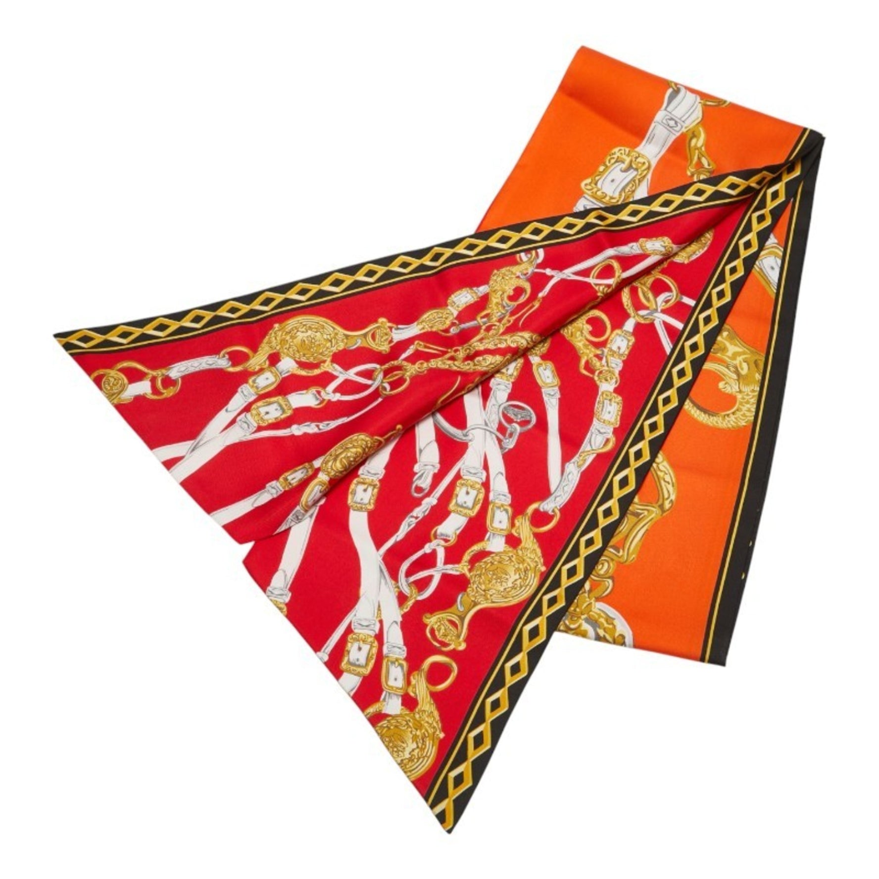 Hermes Hermès Maxi Twilly BRIDES de GALA par Scarf, Orange Multicolor Silk