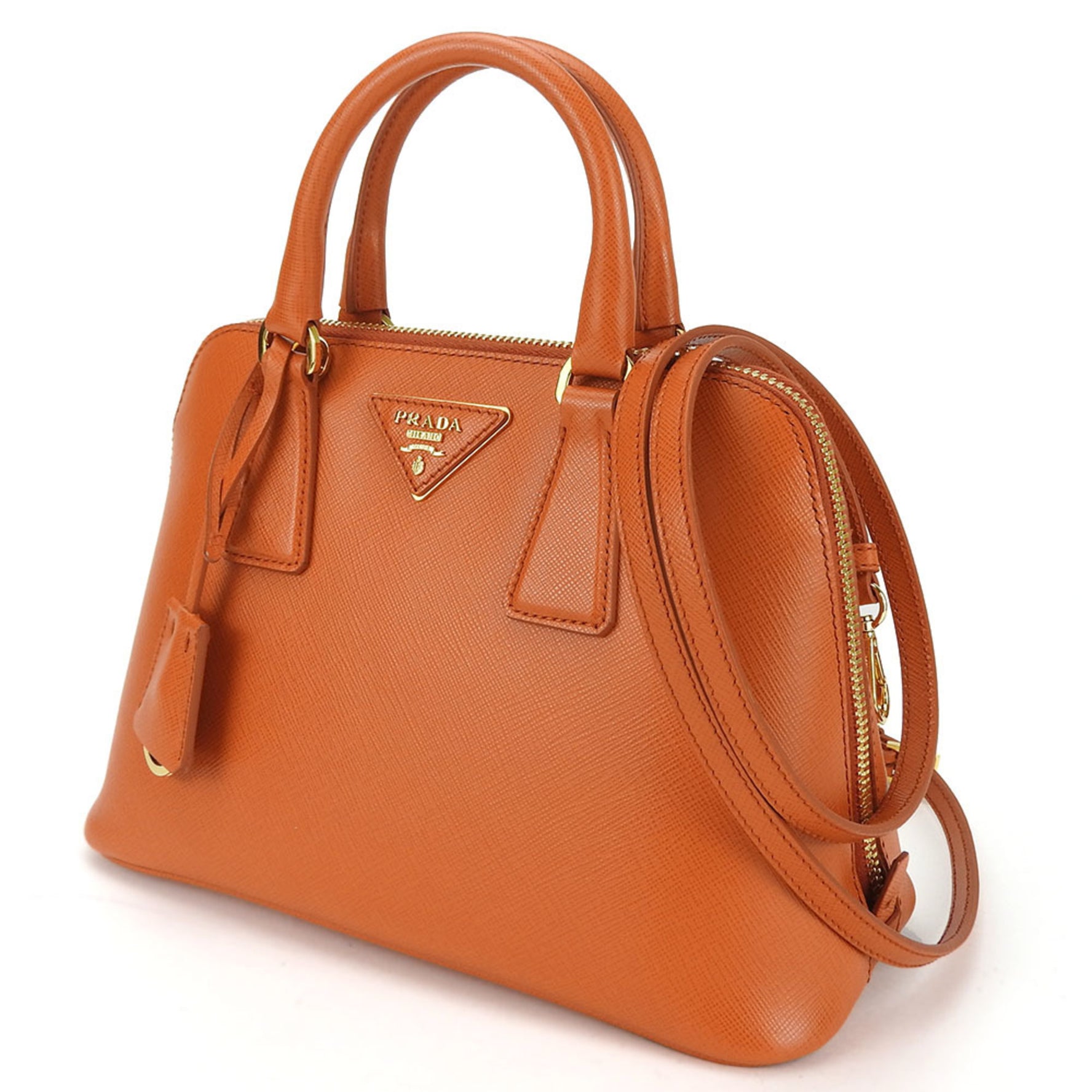 Prada Handbag BL0838 Saffiano Leather Papaya Orange Shoulder Bag for Women PRADA