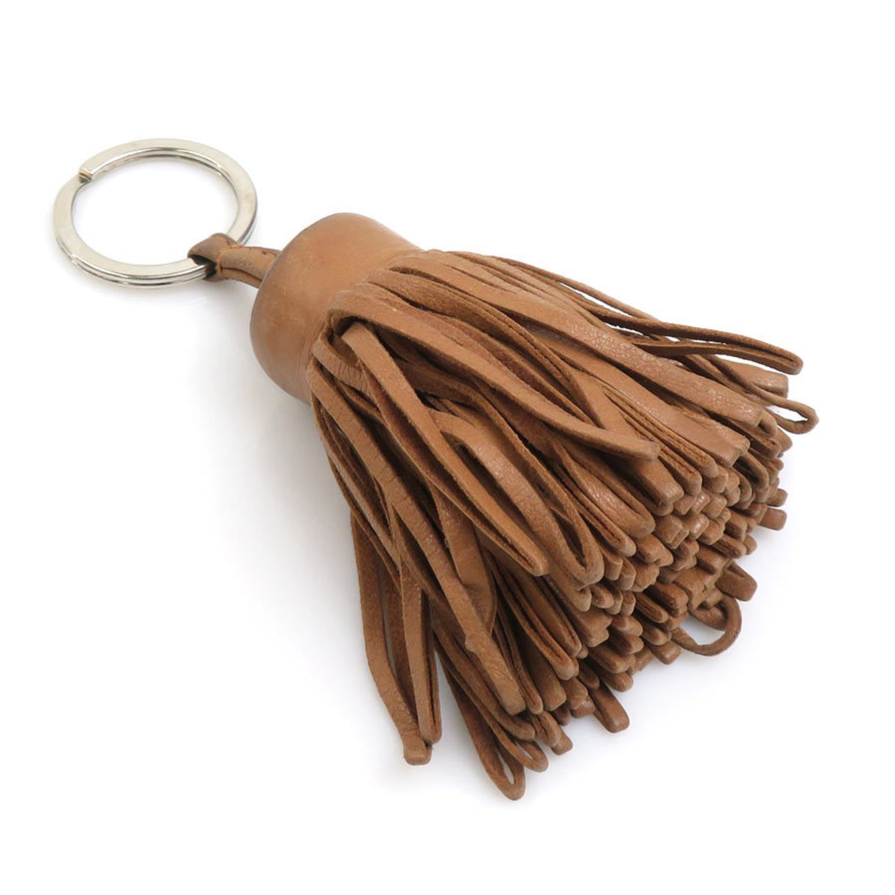 Hermes HERMES Key Ring Holder Carmen Leather Metal Brown Silver Men's Women's e60125a