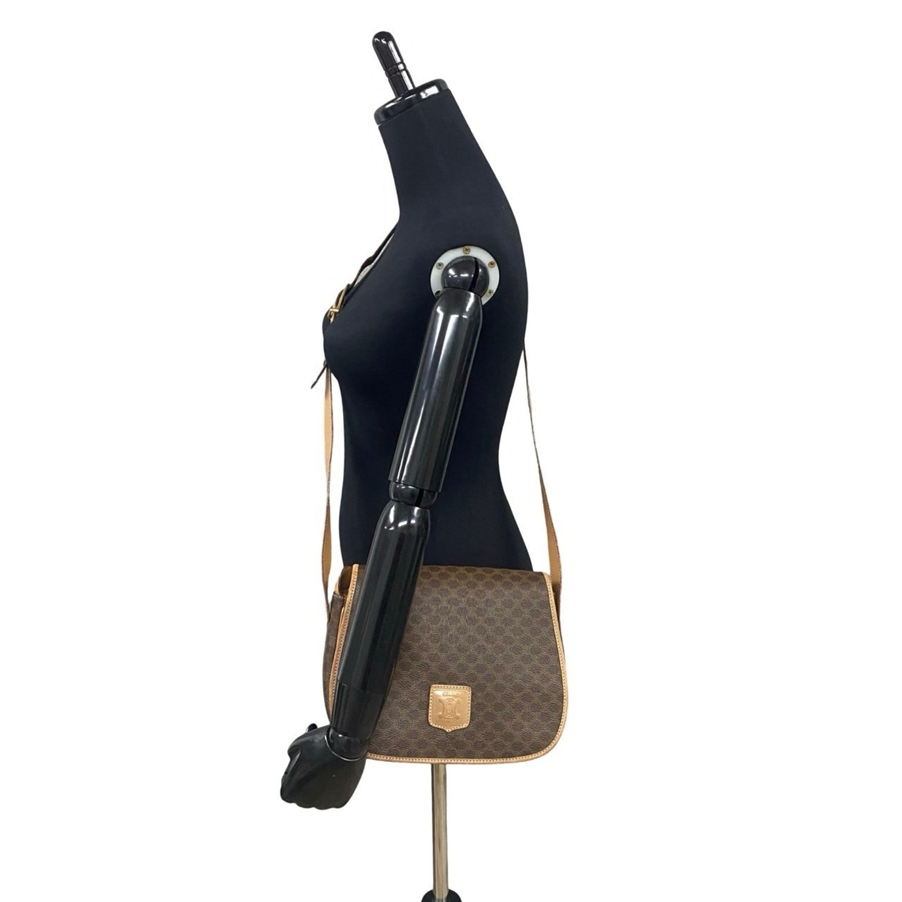 CELINE Vintage Macadam Blason Triomphe Leather Shoulder Bag/Pochette in (Product Code: