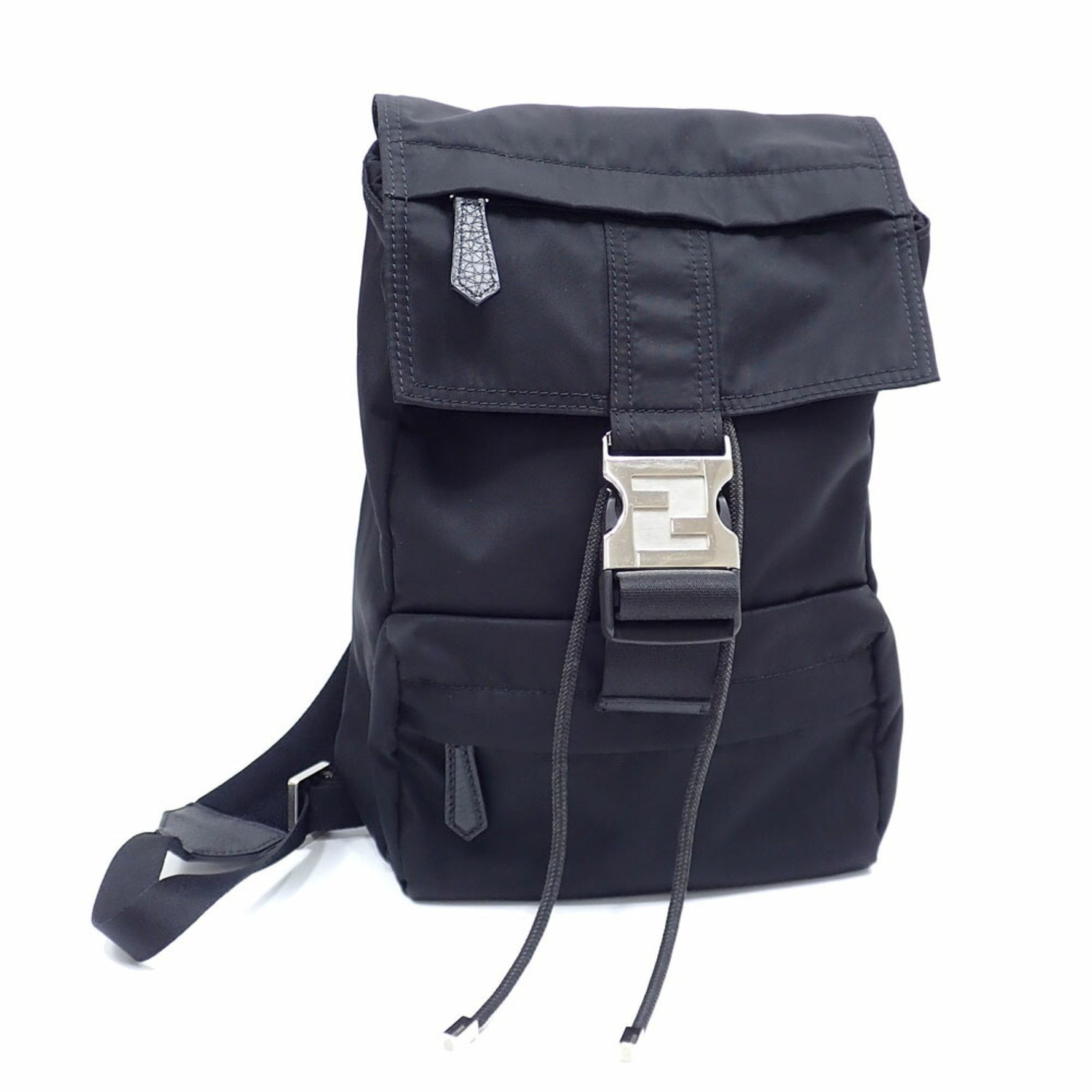Fendi Fendines Small Men's Body Bag in Black Nylon and Leather with Econyl Finish (7VZ067 A6051071)