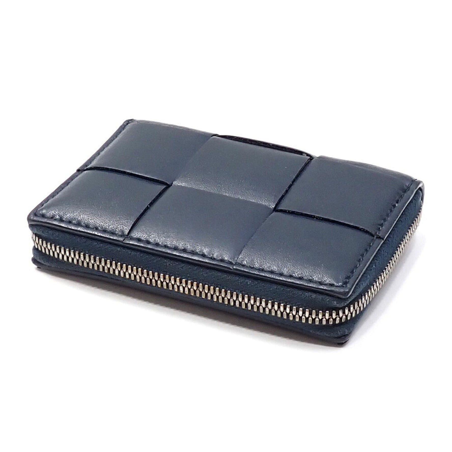 Bottega Veneta Intrecciato Navy Leather Coin Case for Men and Women