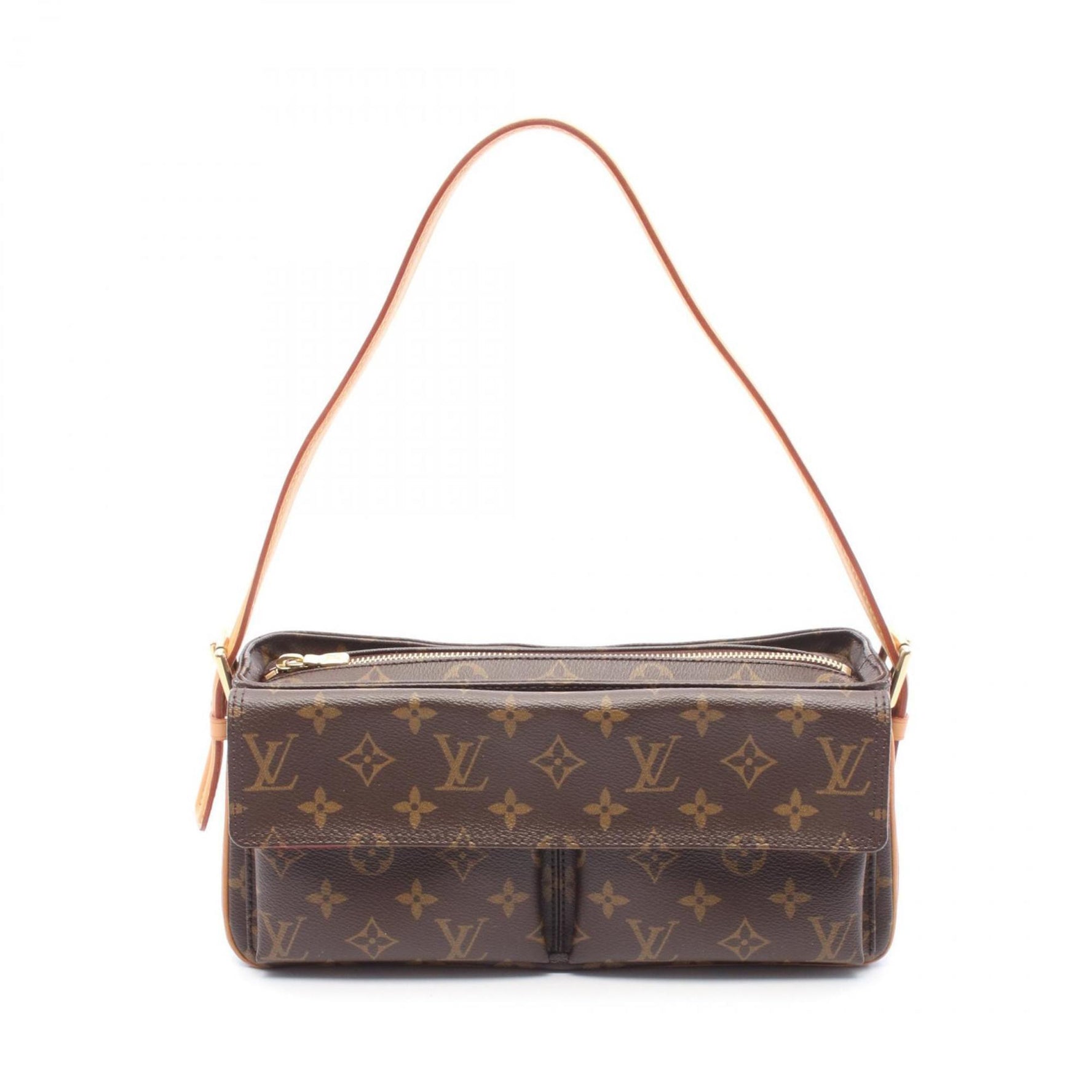 Louis Vuitton Viva Cite MM Monogram Shoulder Bag Coated Canvas Leather Brown