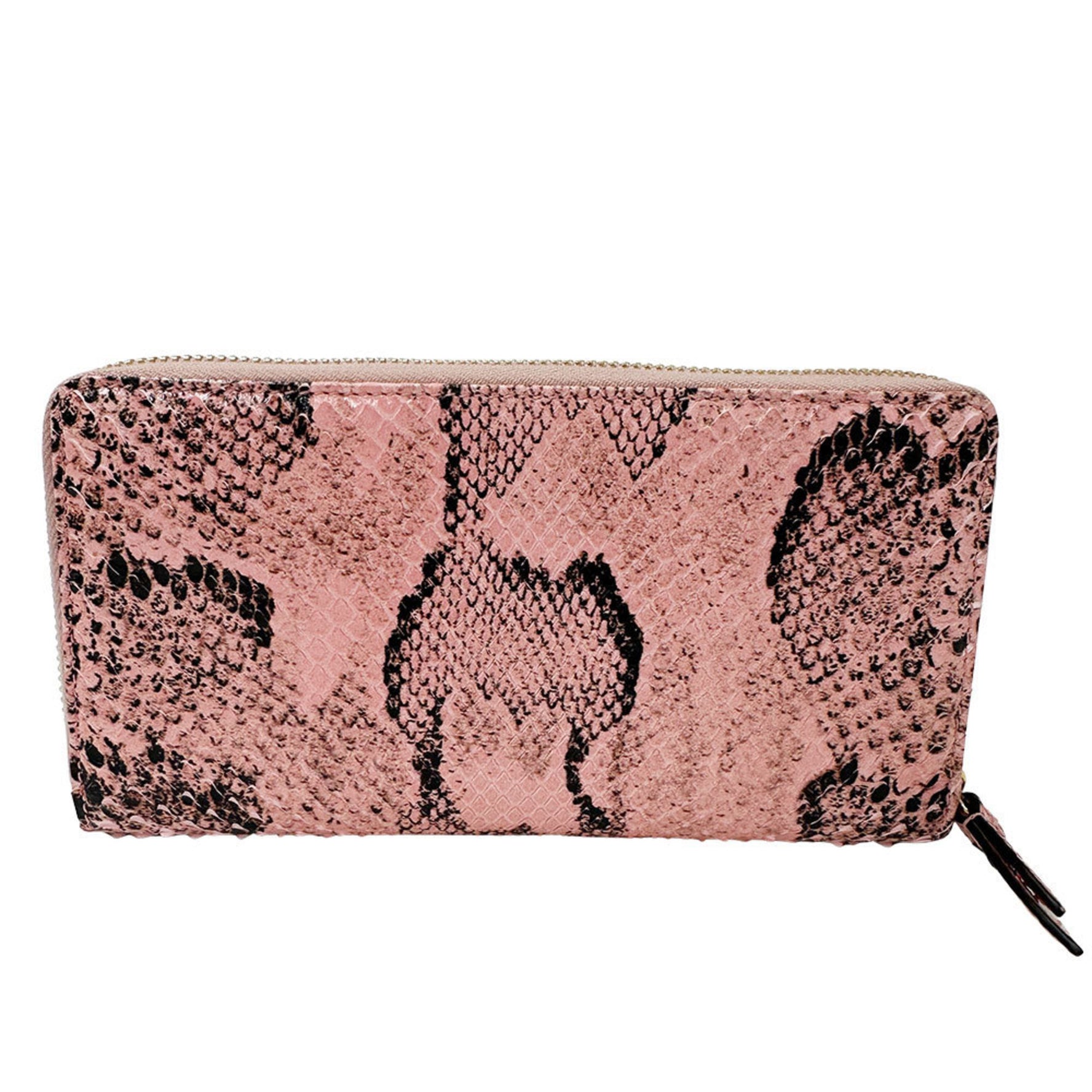Gucci Petit Marmont Long Wallet, Patent Leather, Pink and Black, Zip-Around, Python Snake Skin