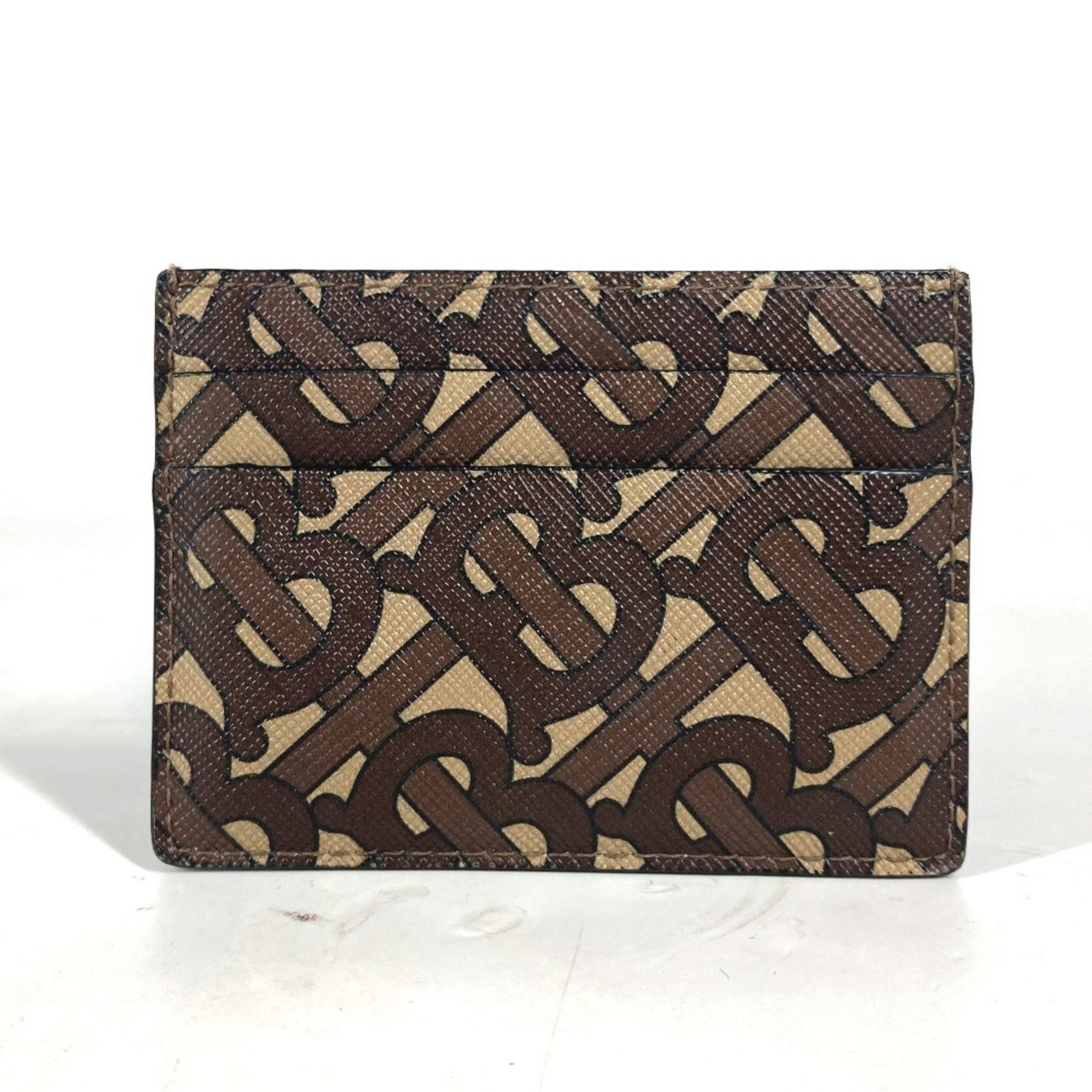 BURBERRY TB Business Card Holder Pass Case Holder/Card Leather Men's Women's Brown