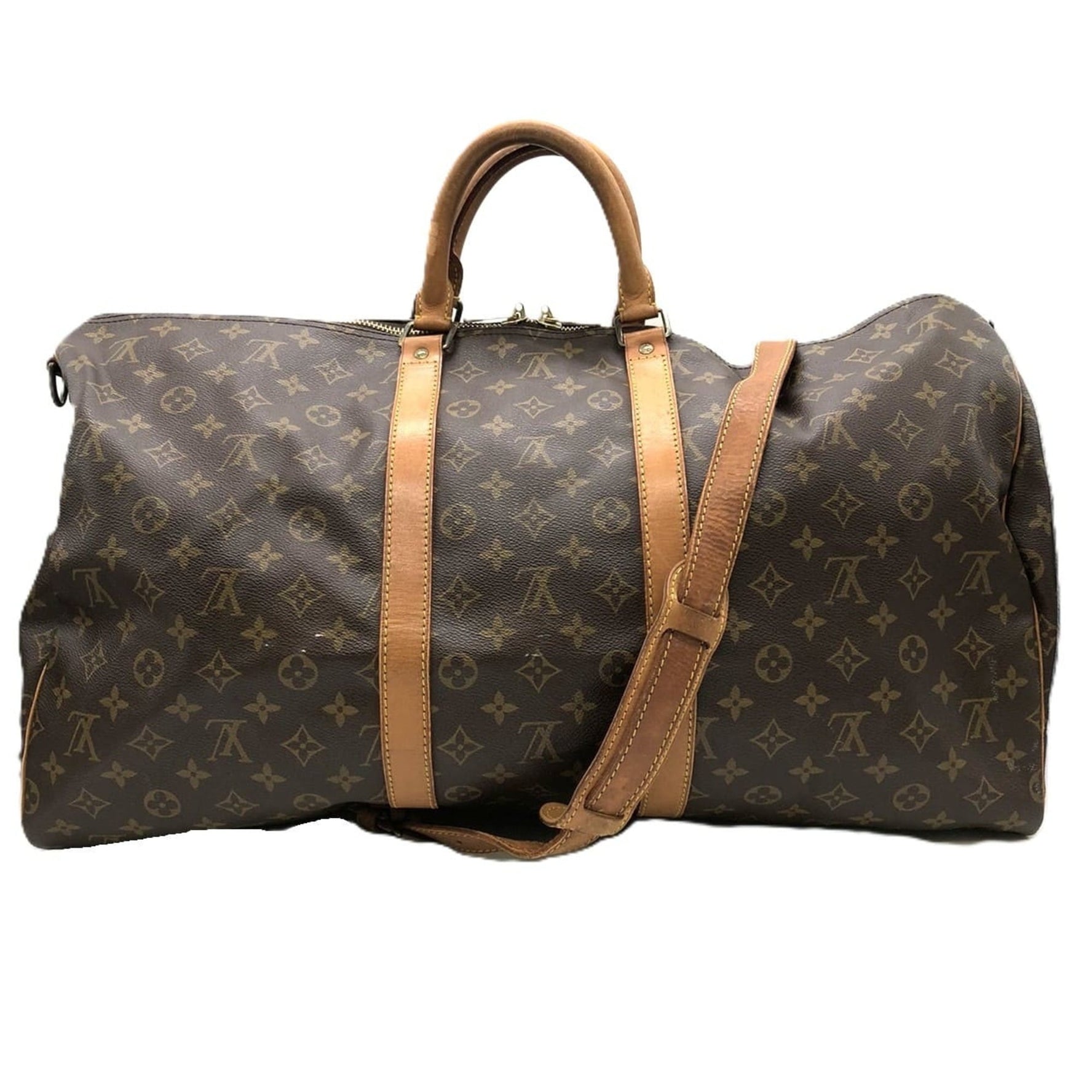 LOUIS VUITTON Keepall 55 Bandouliere Boston Bag Monogram Brown Men's