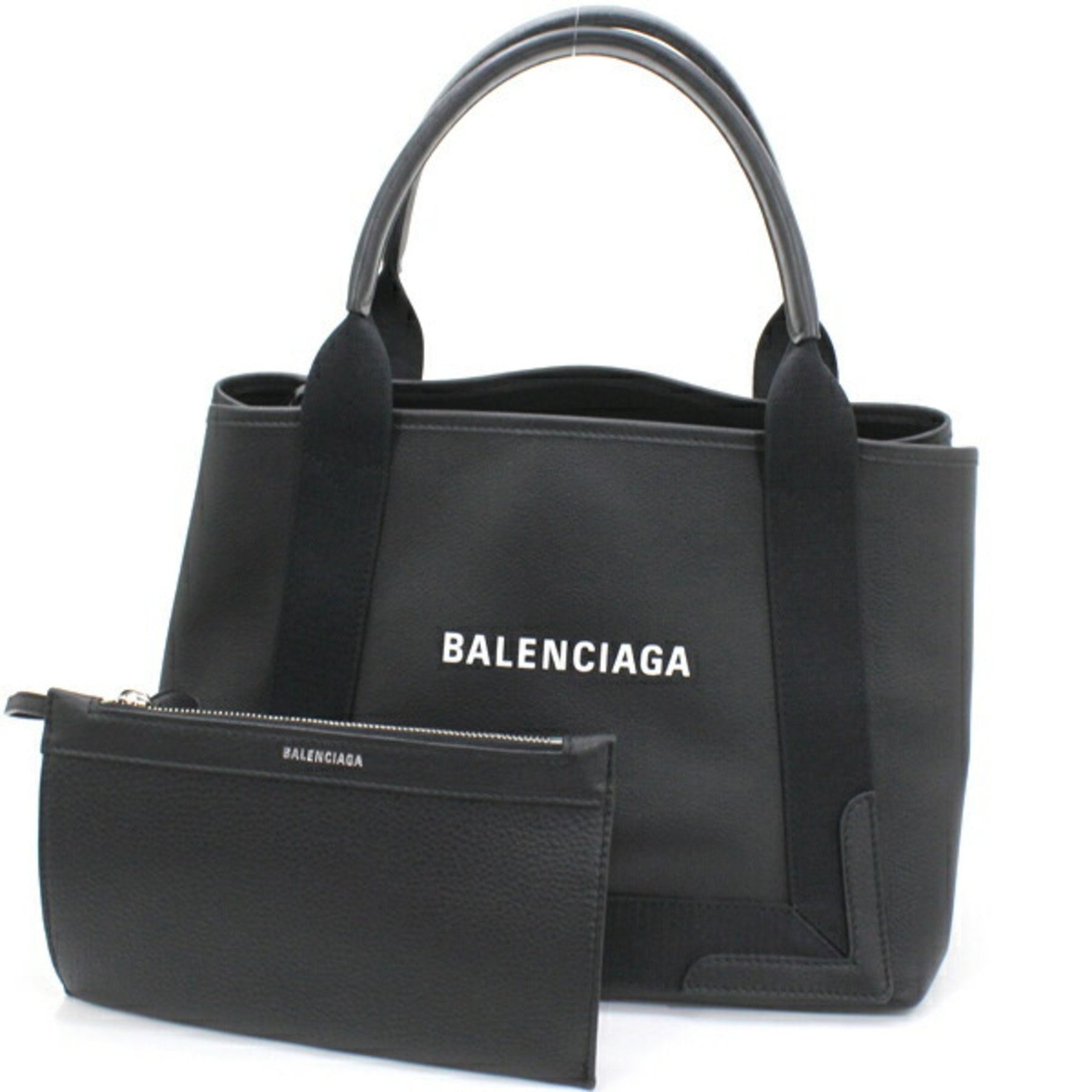 Balenciaga Navy Cabas S Handbag Tote Bag Black Leather Men Women D6WXN 1060 BALENCIAGA KM2828