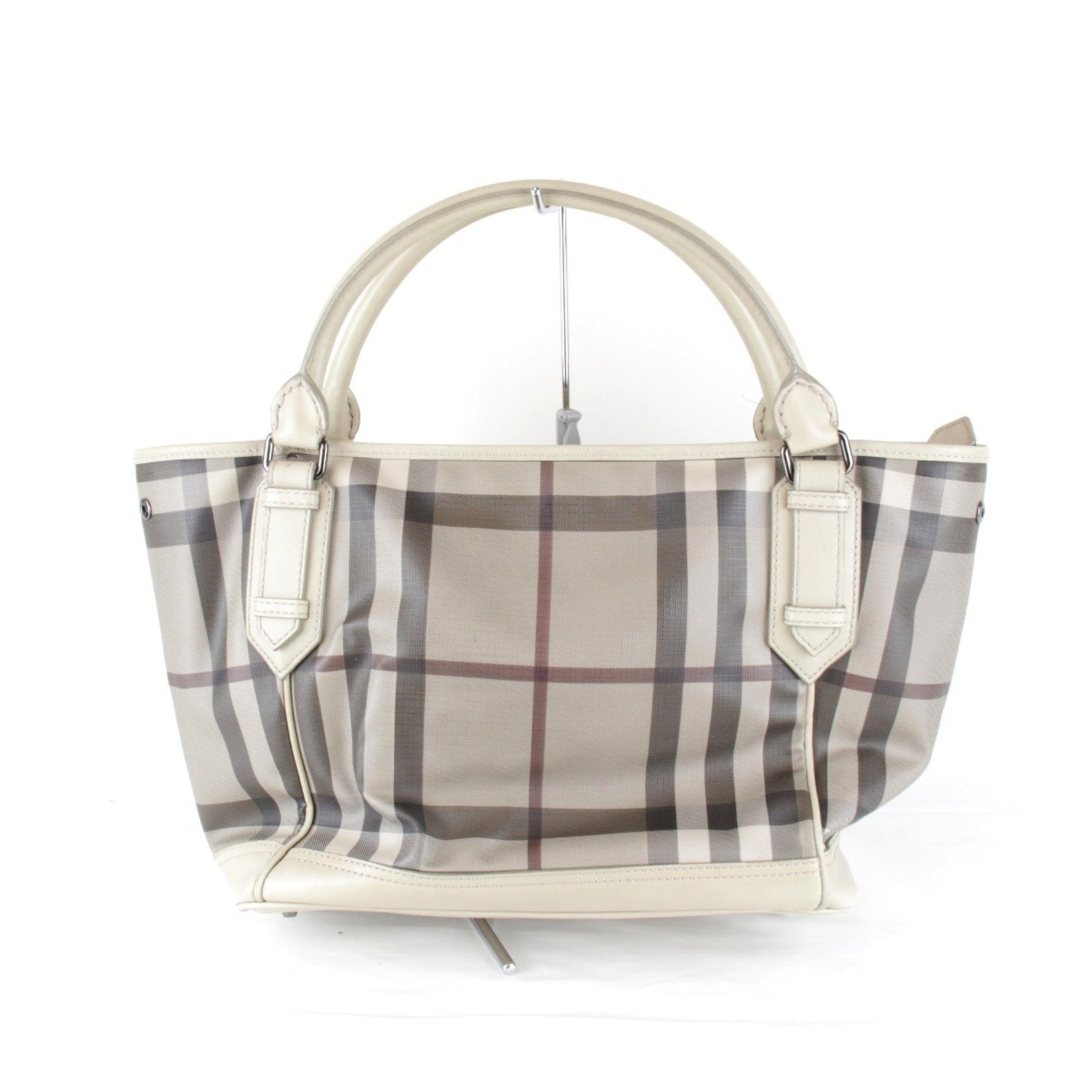 BURBERRY Handbag Beige Check Pattern Tote Bag Women's