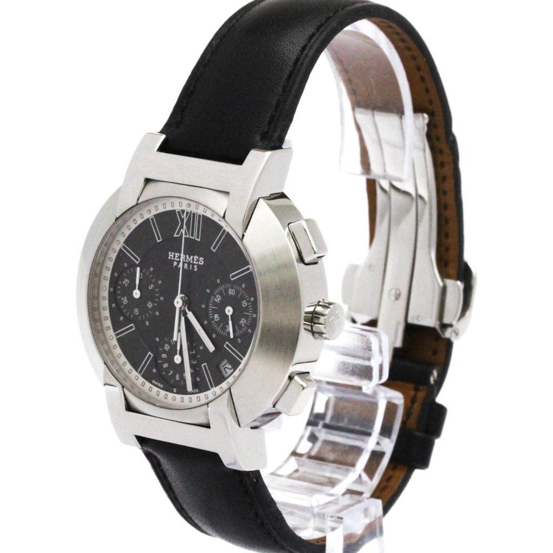 HERMES Nomade Chronograph Steel Auto Quartz Mens Watch NO1.910 Polished