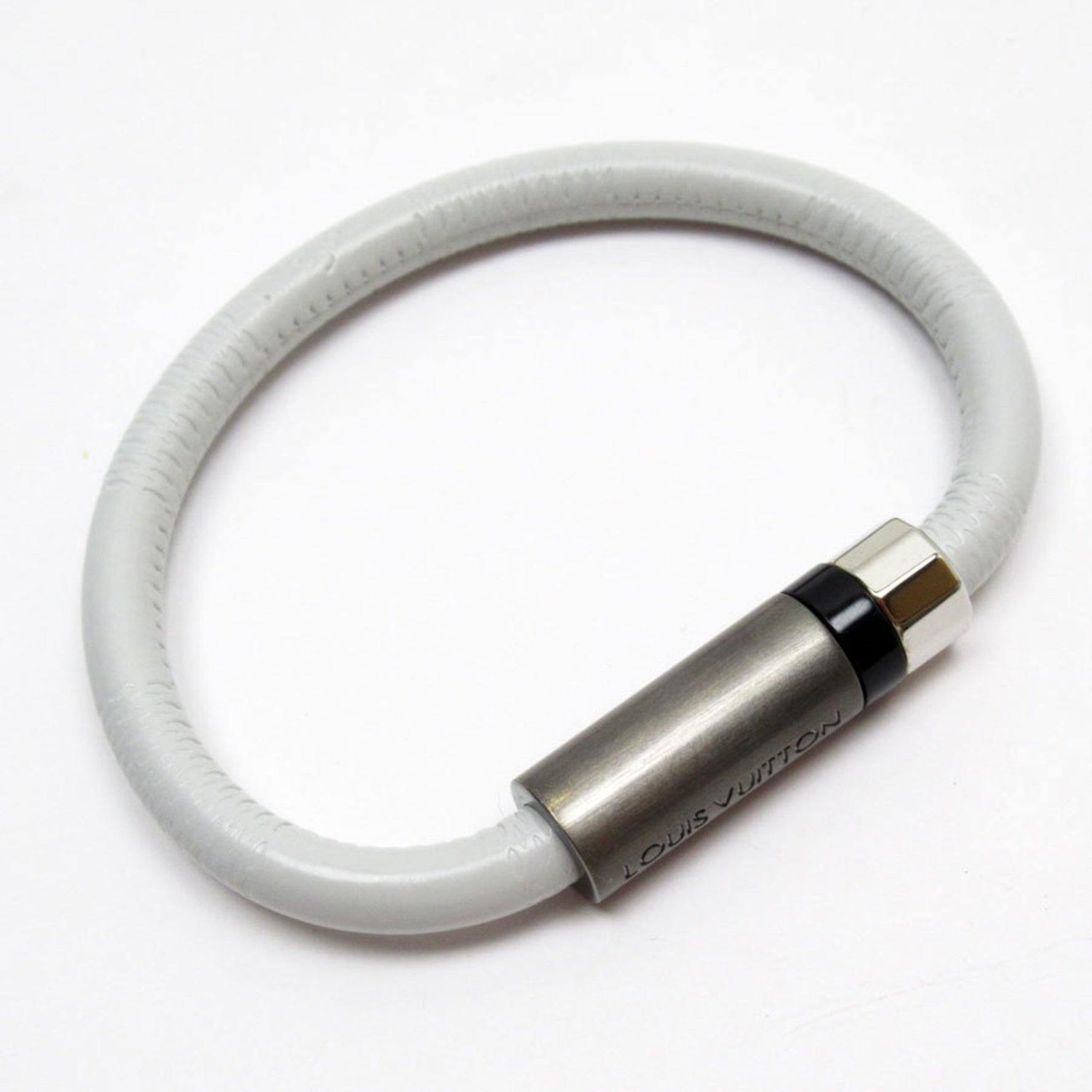 Louis Vuitton LOUIS VUITTON Bracelet Leather Light Gray Men's Women's