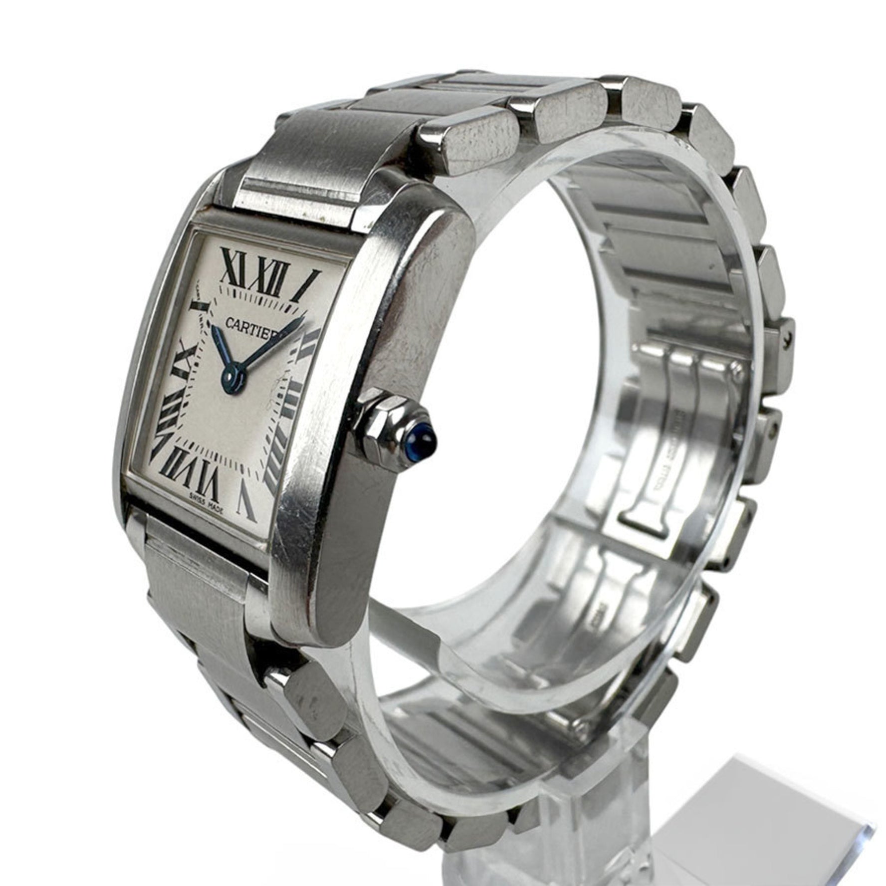 CARTIER Watch Tank Francaise SM Stainless Steel Silver x White Quartz
