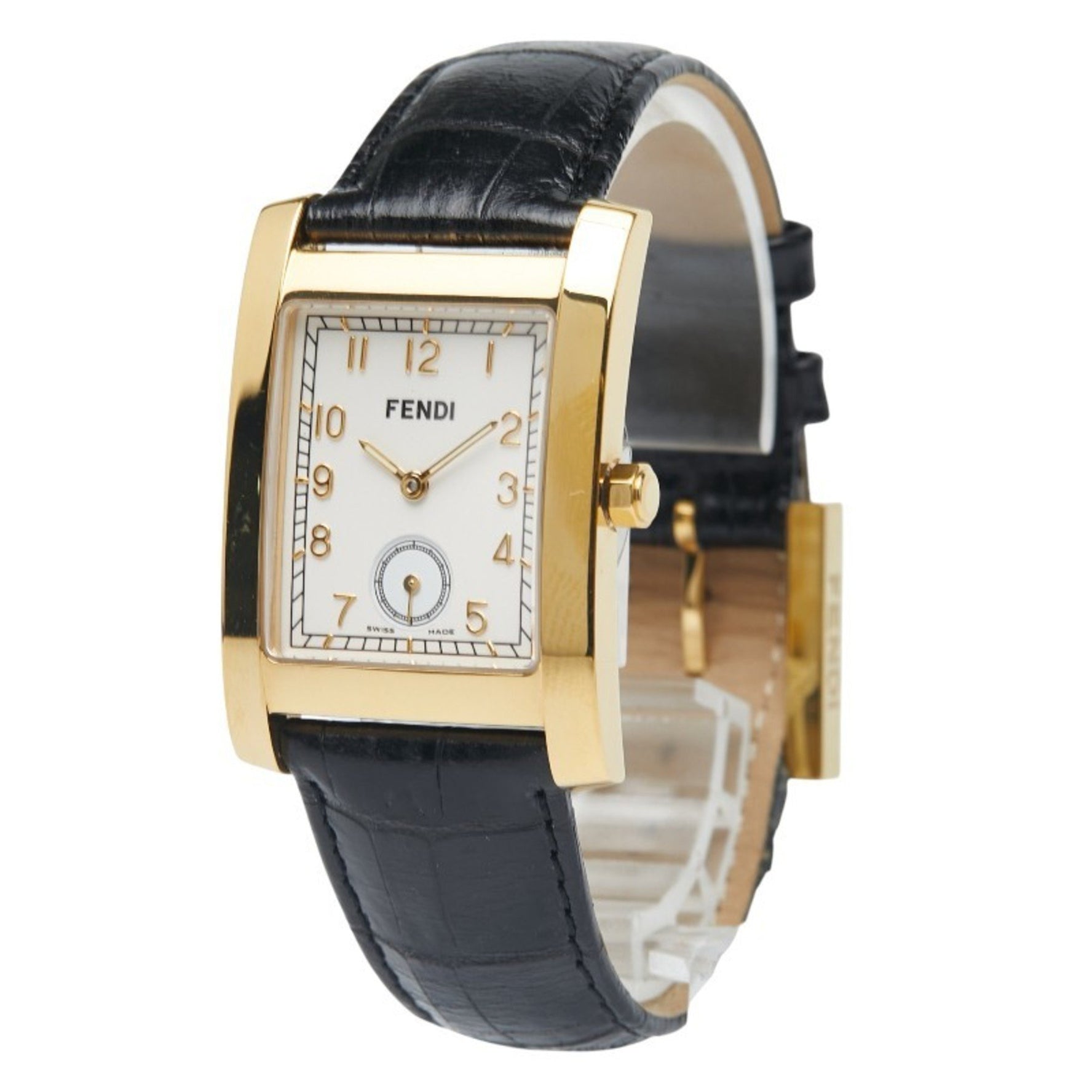 Fendi Classico Watch Quartz Beige Dial Stainless Steel Leather